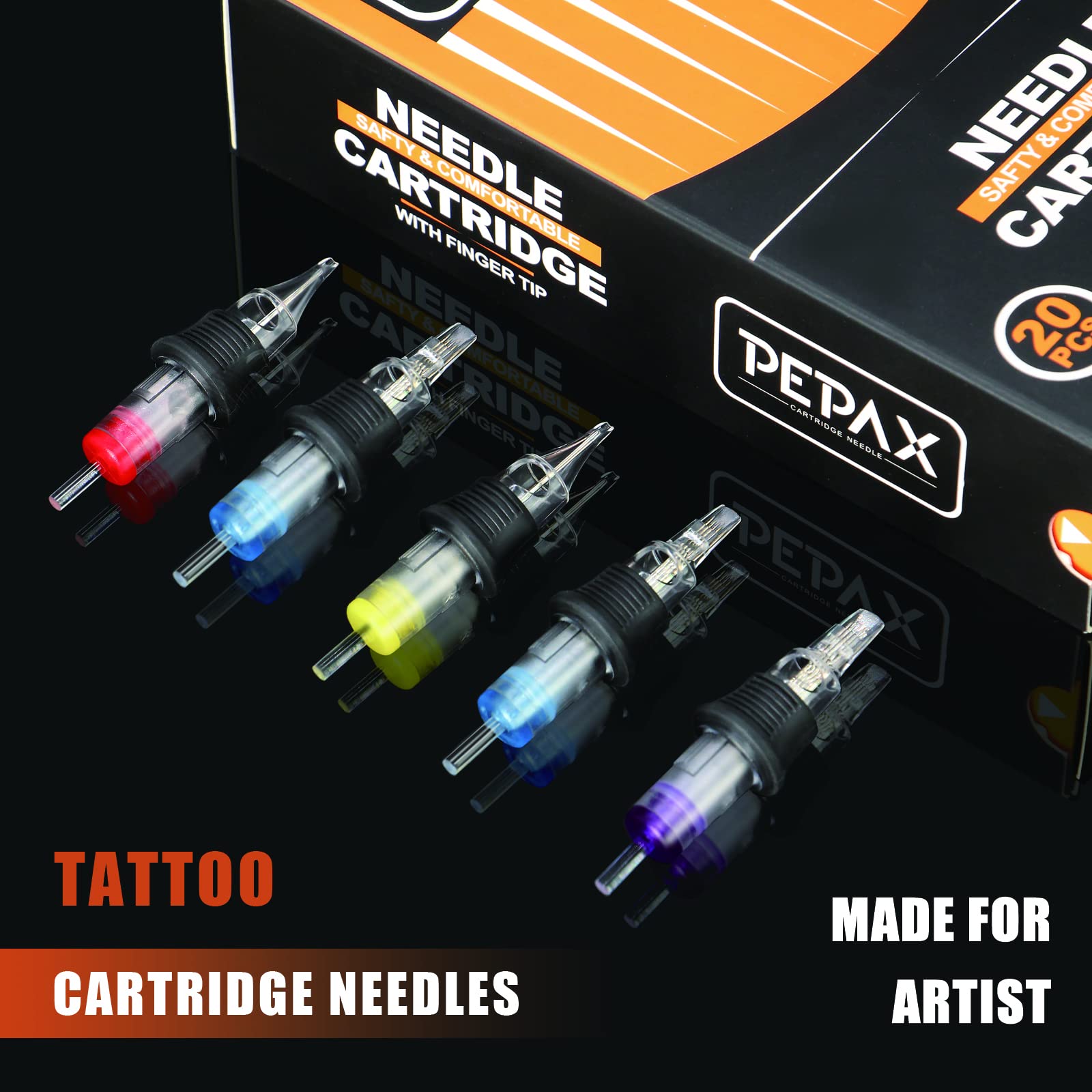 20Pcs Disposable Tattoo Needles Cartridge - Standard 9M1 Needles for Cartridge Tattoo Pen Machine with Finger Ledge (1209M1) | Professional Tattoo Supplies for Artists & Beginners | Perfect for Lining, Shading & Coloring
