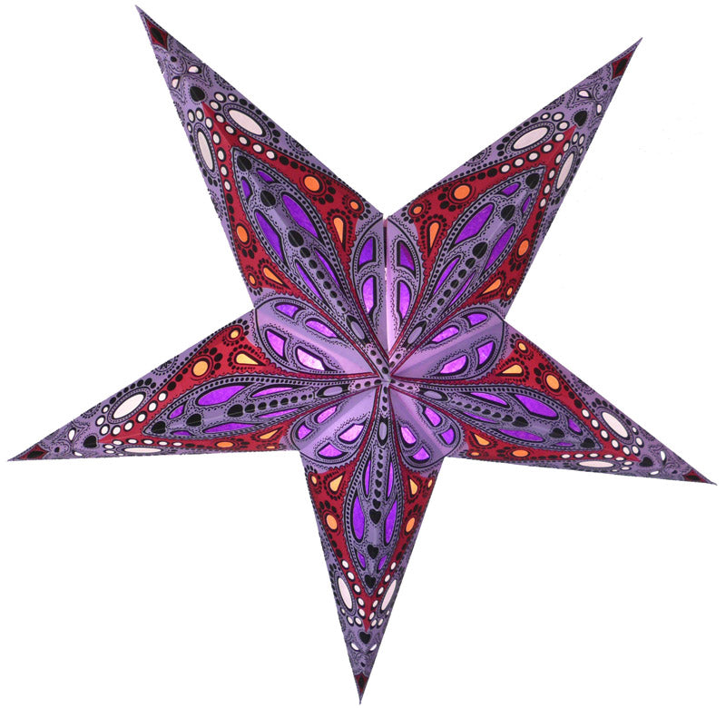 24 Pack Lavender Purple Exotic Dahlia Paper Star Lanterns - Elegant Hanging Wedding, Party & Home Decor for Indoor/Outdoor Events, Garden Lighting & Boho Room Decor