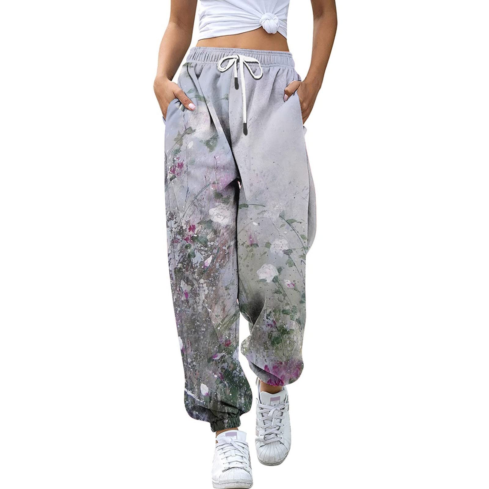 Women's Printed Work Pants - Casual Bohemian Beach Bloomers & Yoga Trousers | Comfortable Stretchy Pants for Work, Travel & Relaxation