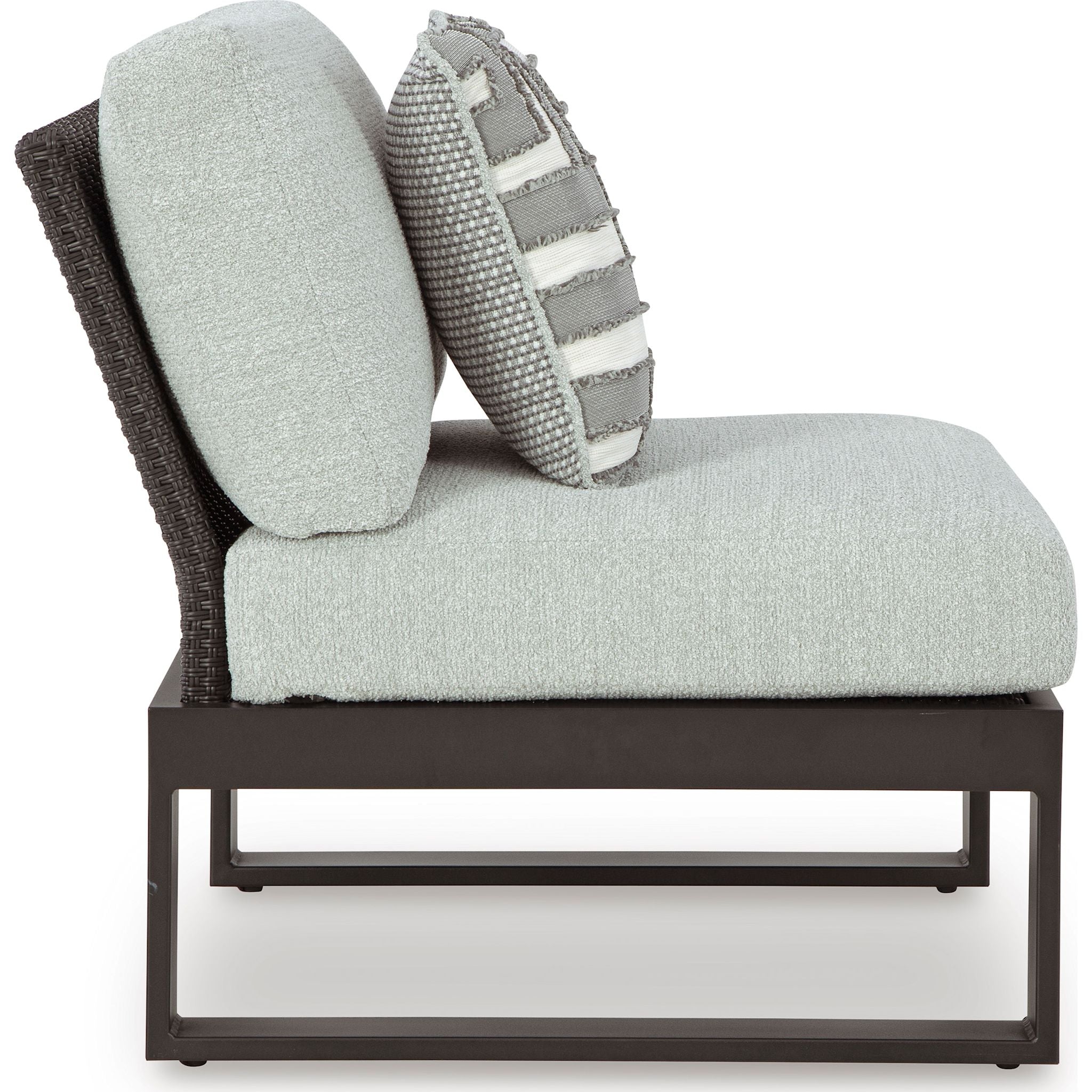 Beachloft Outdoor Modular Armless Chair with Cushion - Waterproof & UV Resistant Patio Furniture for Poolside, Garden, or Deck - Black/Gray - Perfect for Relaxing Outdoors
