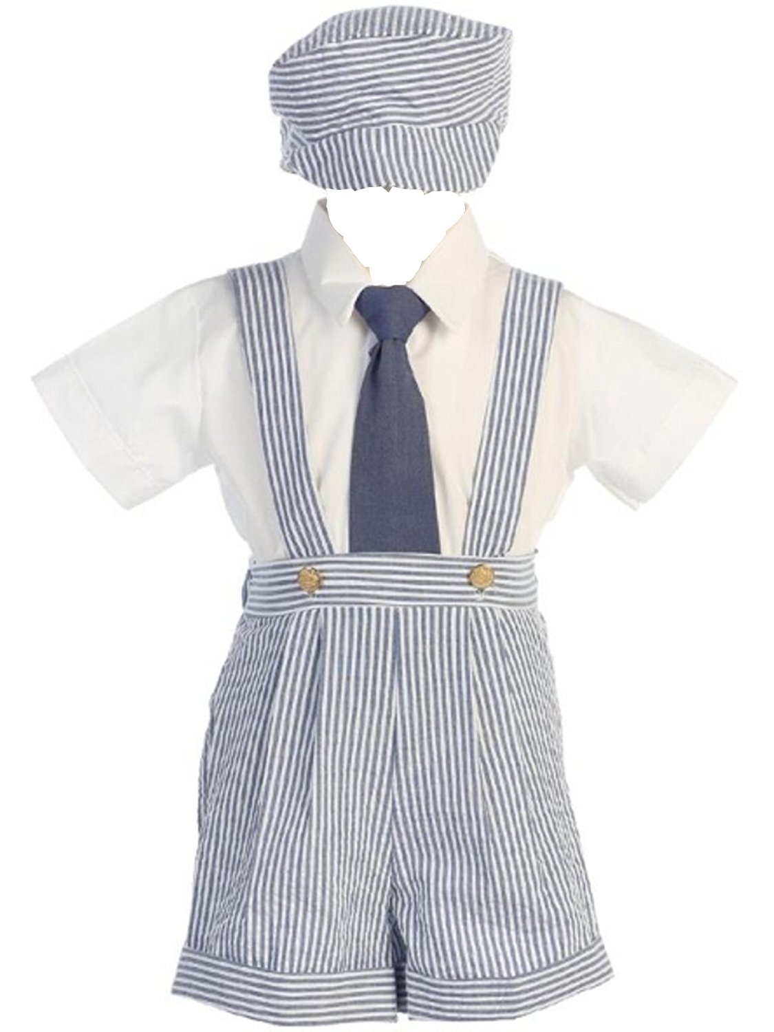 iGirlDress Boys Infant Toddler Striped Cotton Seersucker Easter Shorts Set - Comfortable Baby Outfit for Spring & Summer Playtime, Easter Photos, and Family Gatherings