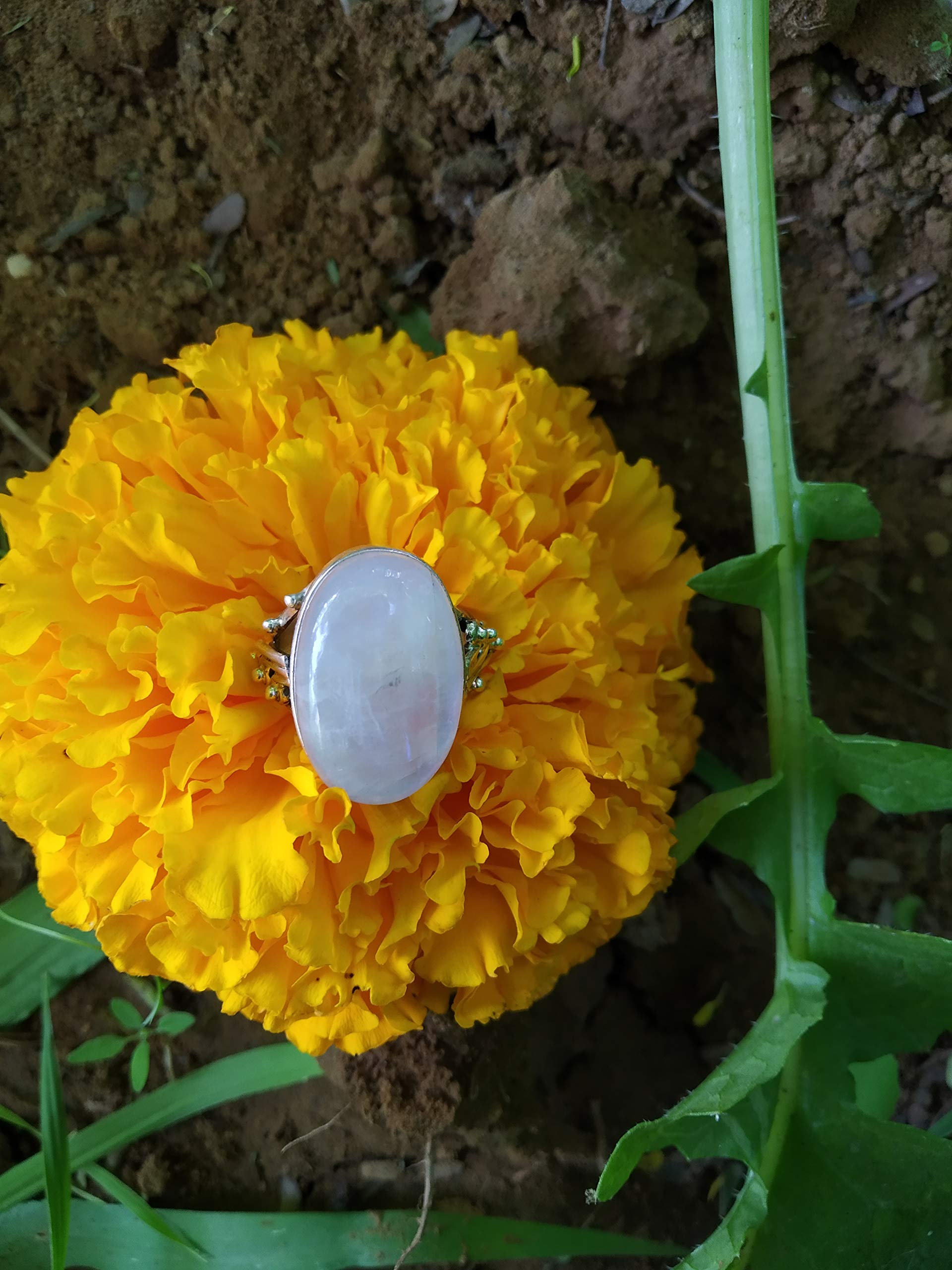 Rainbow Moonstone Silver Ring – Handmade Vintage Jewelry for Engagement, Bridal & Boho Style | Genuine Stone Solitaire Statement Ring – Perfect Gift for Her, Wedding, Anniversary & Special Occasions