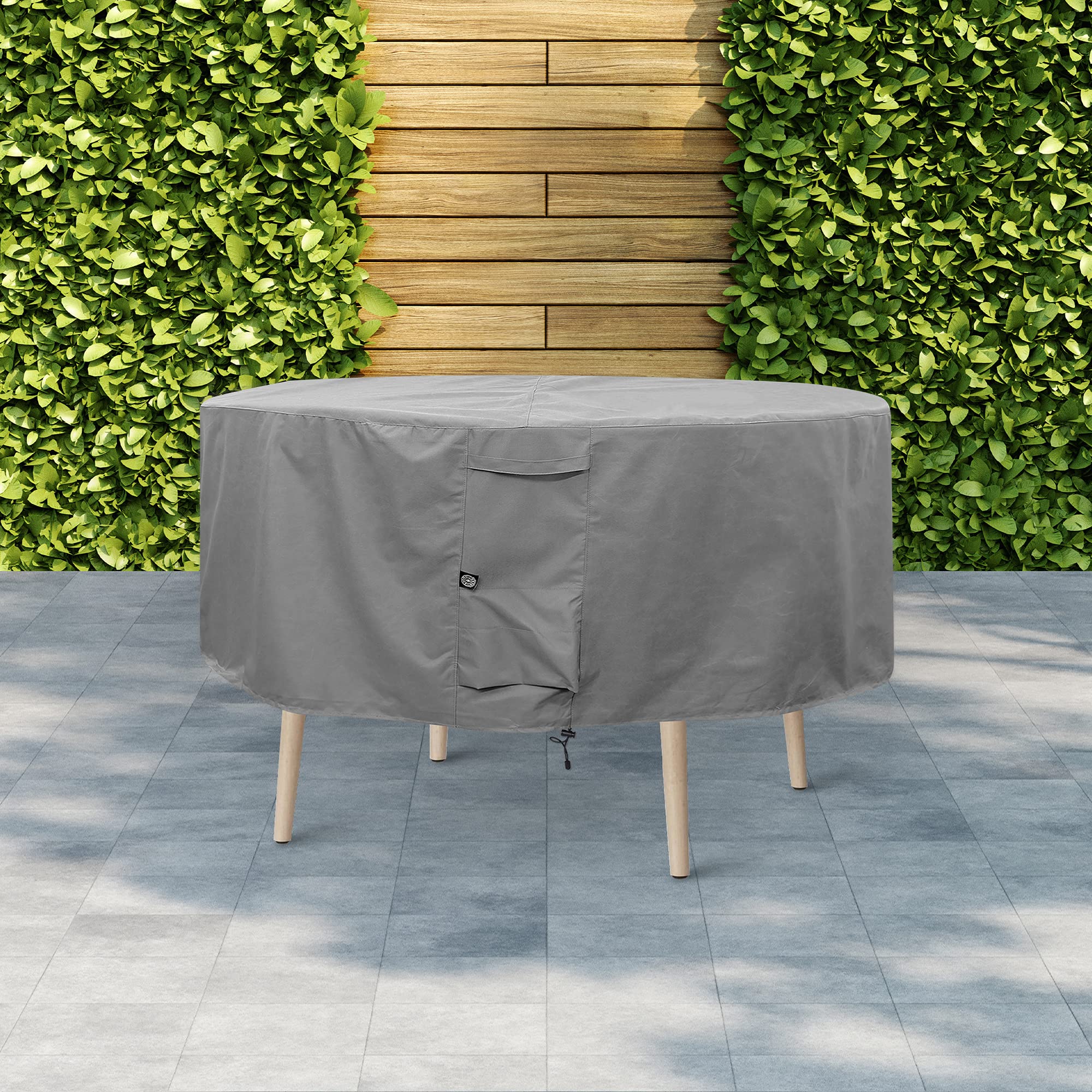 KHOMO GEAR Round Patio Table and Chair Set Cover - Heavy Duty Waterproof Outdoor Furniture Protection (Grey, Large 94