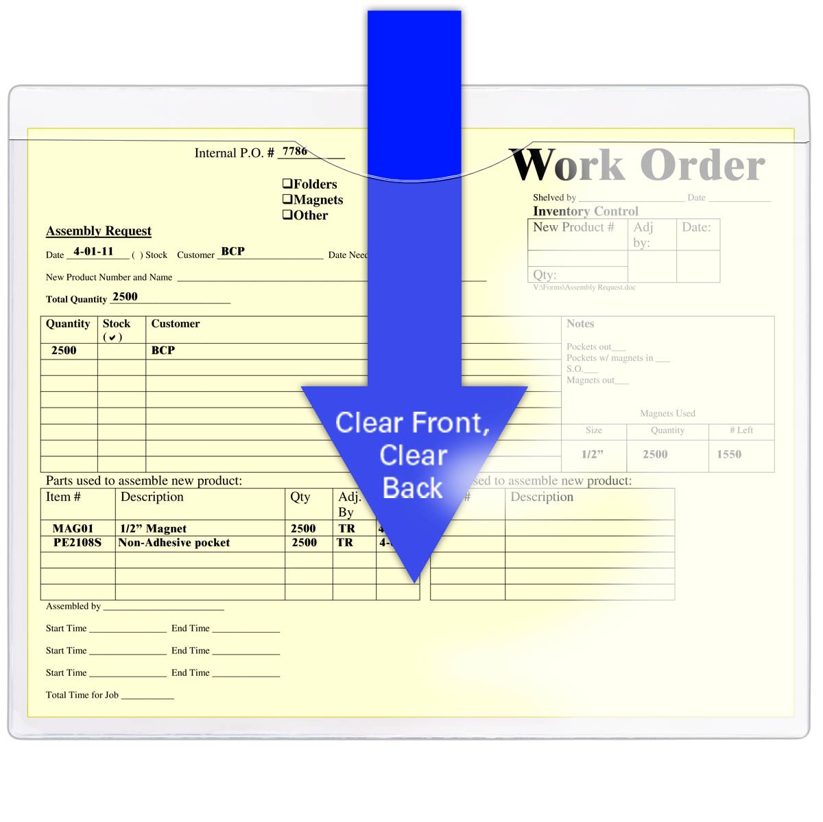 StoreSMART Heavy Duty Clear Plastic File Jackets with Magnetic Back - 100-Pack (FJ85STCM-100) - Perfect for Office Organization, Document Storage & Filing Systems