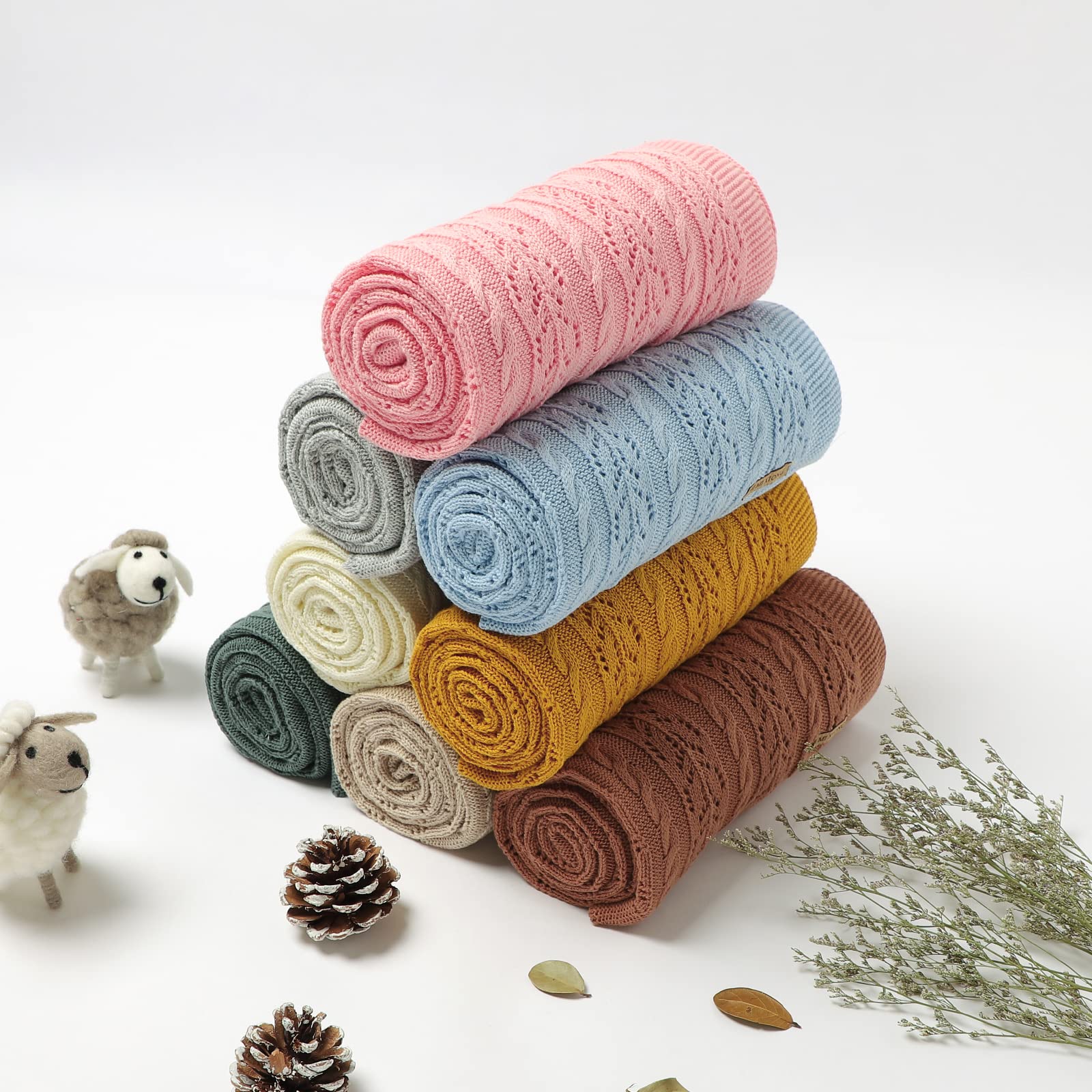 LAWKUL Soft Cotton Knit Baby Blanket 40x30 Inches - Gender Neutral Crib Blanket for Boys & Girls, Cozy Toddler Security Blanket for Nursery, Swaddle, Stroller & Travel - Perfect for Gifts & Newborn Essentials