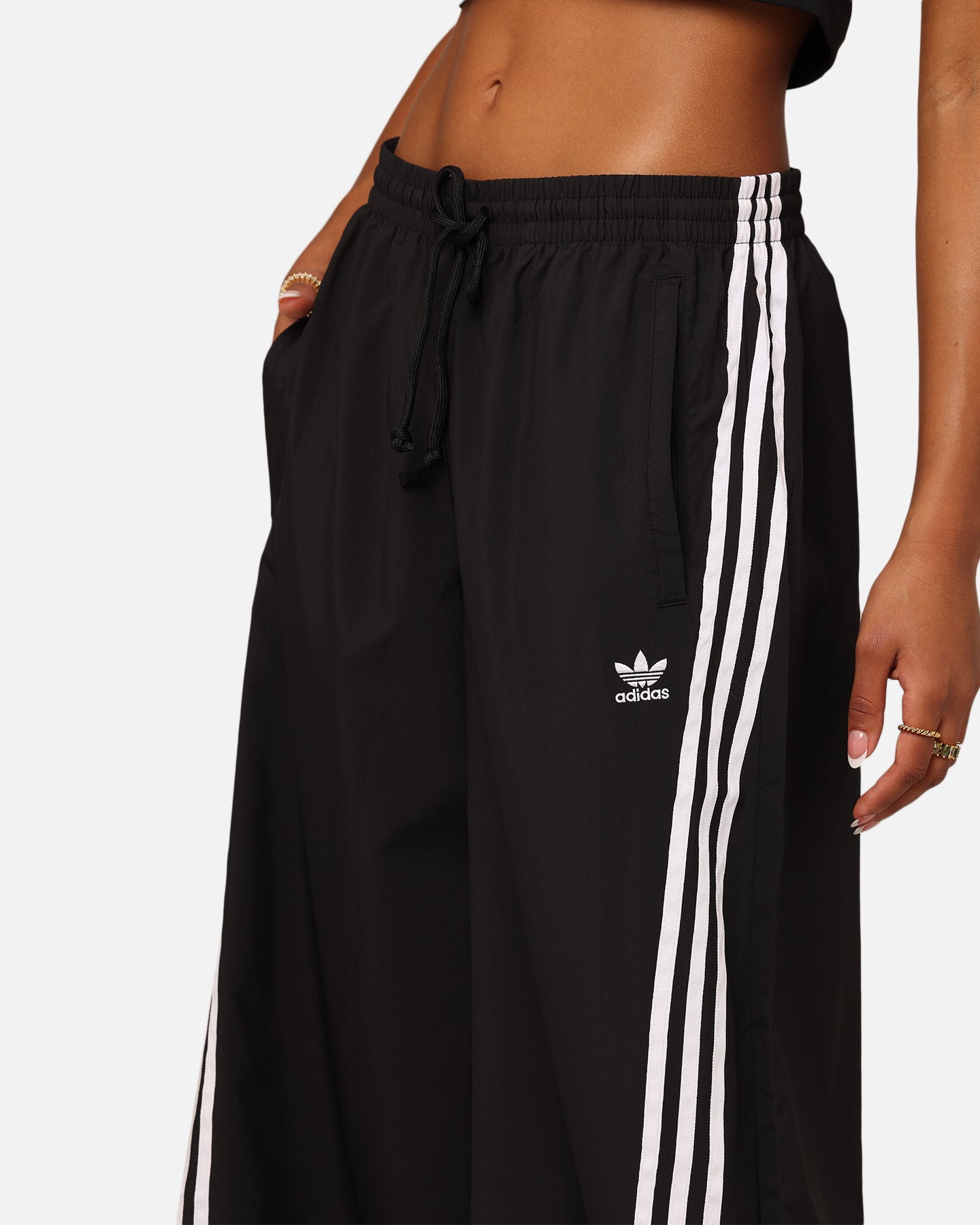 Adidas Women's Adilenium Oversized Track Pants - Black Athletic Joggers for Running, Lounge & Streetwear Fashion