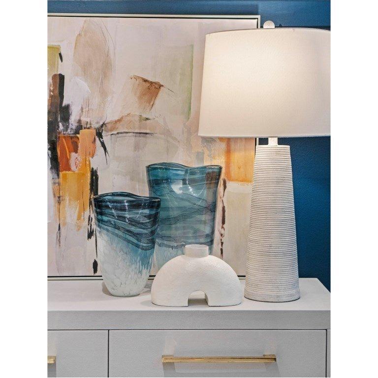 Set of 2 Light Blue Painted Tapered Table Lamps - 31