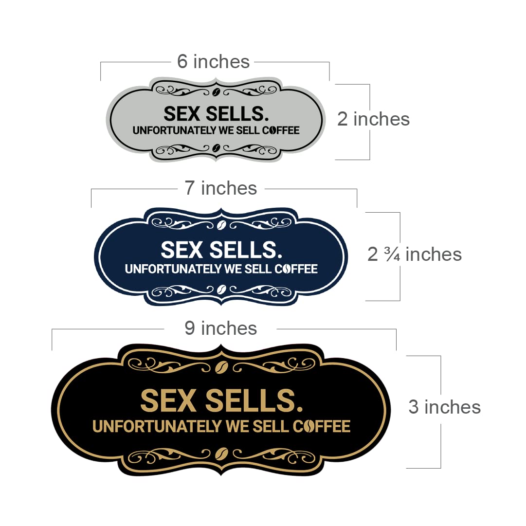 Funny Coffee Shop Sign - 'Designer Sex Sells. Unfortunately We Sell Coffee' - Large Black Wall Decor for Cafes, Offices & Home Kitchens
