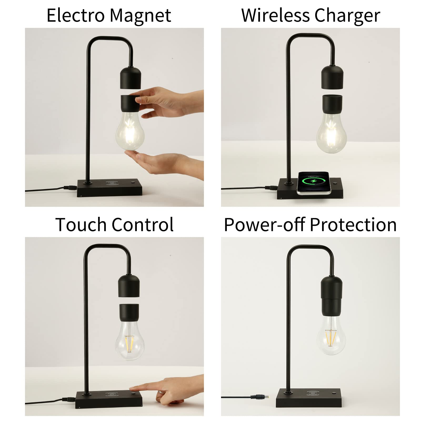 Floating Lamp with Wireless Charger & LED Light - Magnetic Levitating Cloud Desk Lamp for Home Office Decor | Perfect Gift for Friends & Family | Bedroom Nightlight, Living Room Accent Lighting