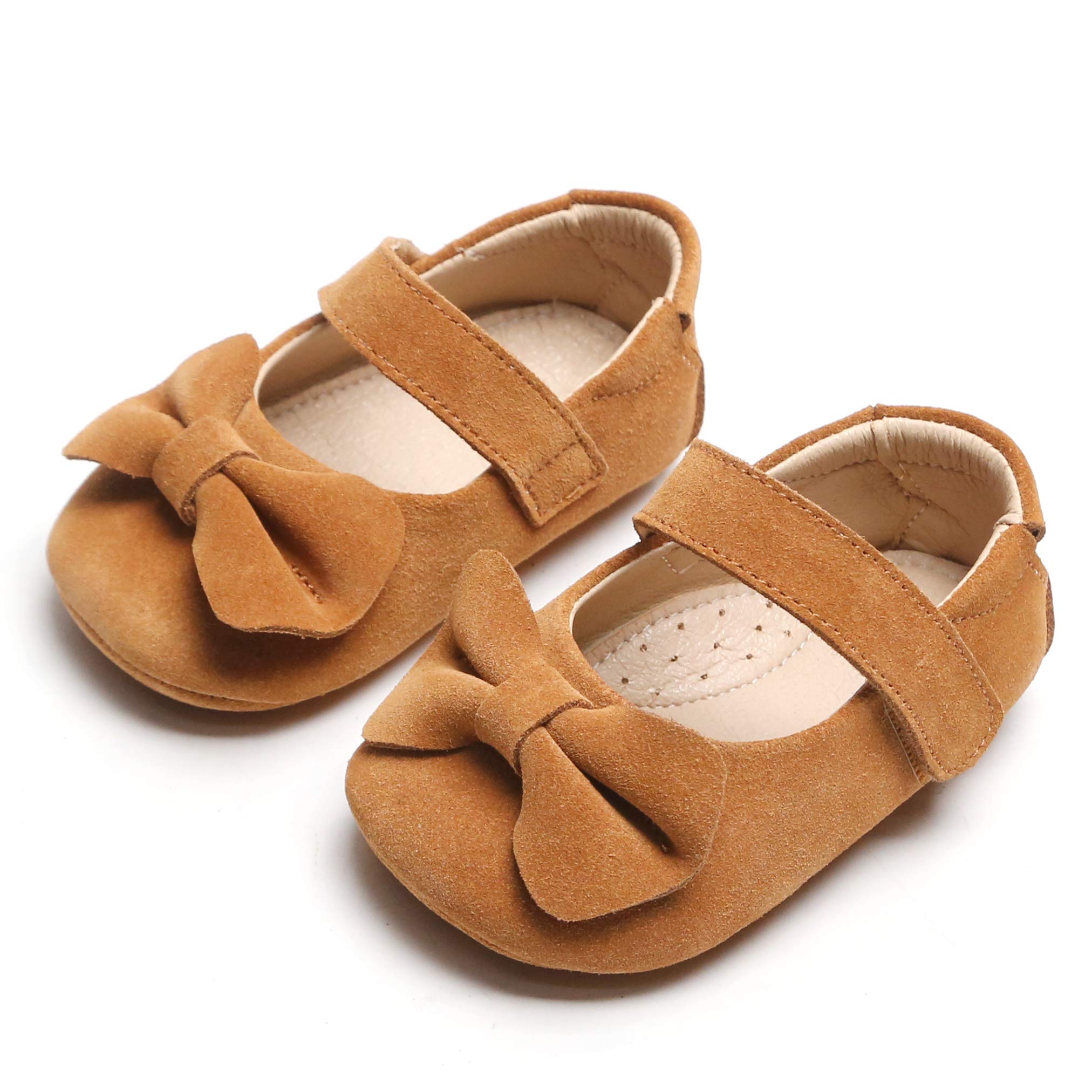 Kiderence Baby Girls Mary Jane Flats - Soft Sole Prewalker Shoes with Bowknot for Infants & Toddlers | Princess Style First Walkers for Special Occasions & Photo Shoots