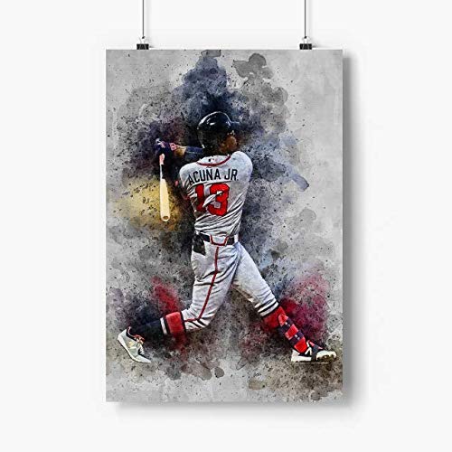Liliana Ralap Ronald Acuna Jr. Baseball Poster Art Print - 12x18 Inches Unframed - Atlanta Braves Player Wall Decor - Perfect Gift for Baseball Fans & Sports Lovers - Ideal for Bedroom, Man Cave, or Game Room Decor