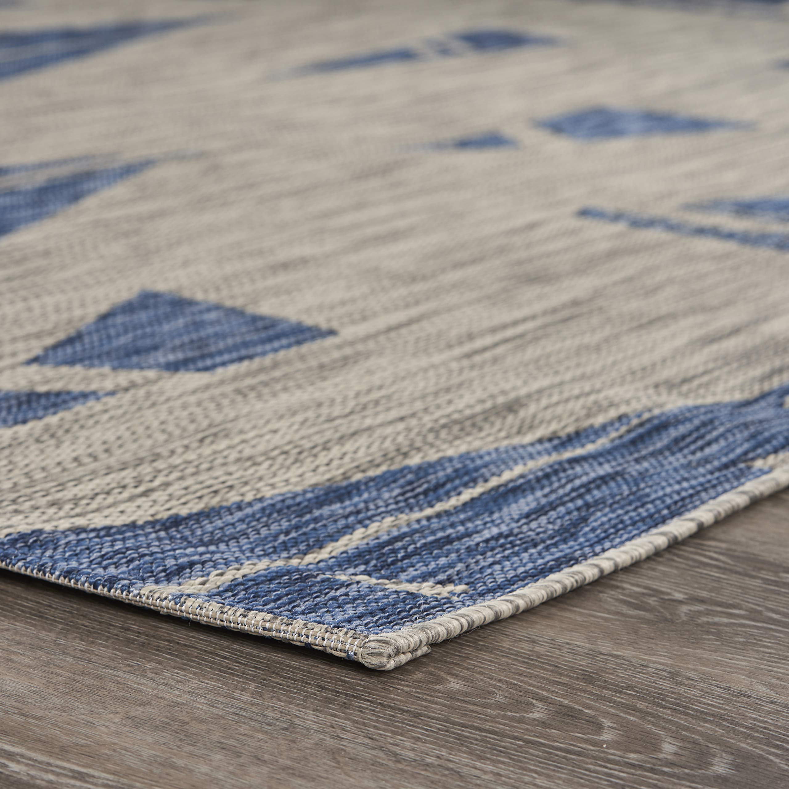 LR Home Captiva 5x7 Indoor Outdoor Area Rug - Nautical Sailboat Design Modern Farmhouse Carpet in Gray Blue | Perfect for Living Room, Bedroom, Playroom, Patio & Garden Decor | Durable All-Weather Home Accent Rug