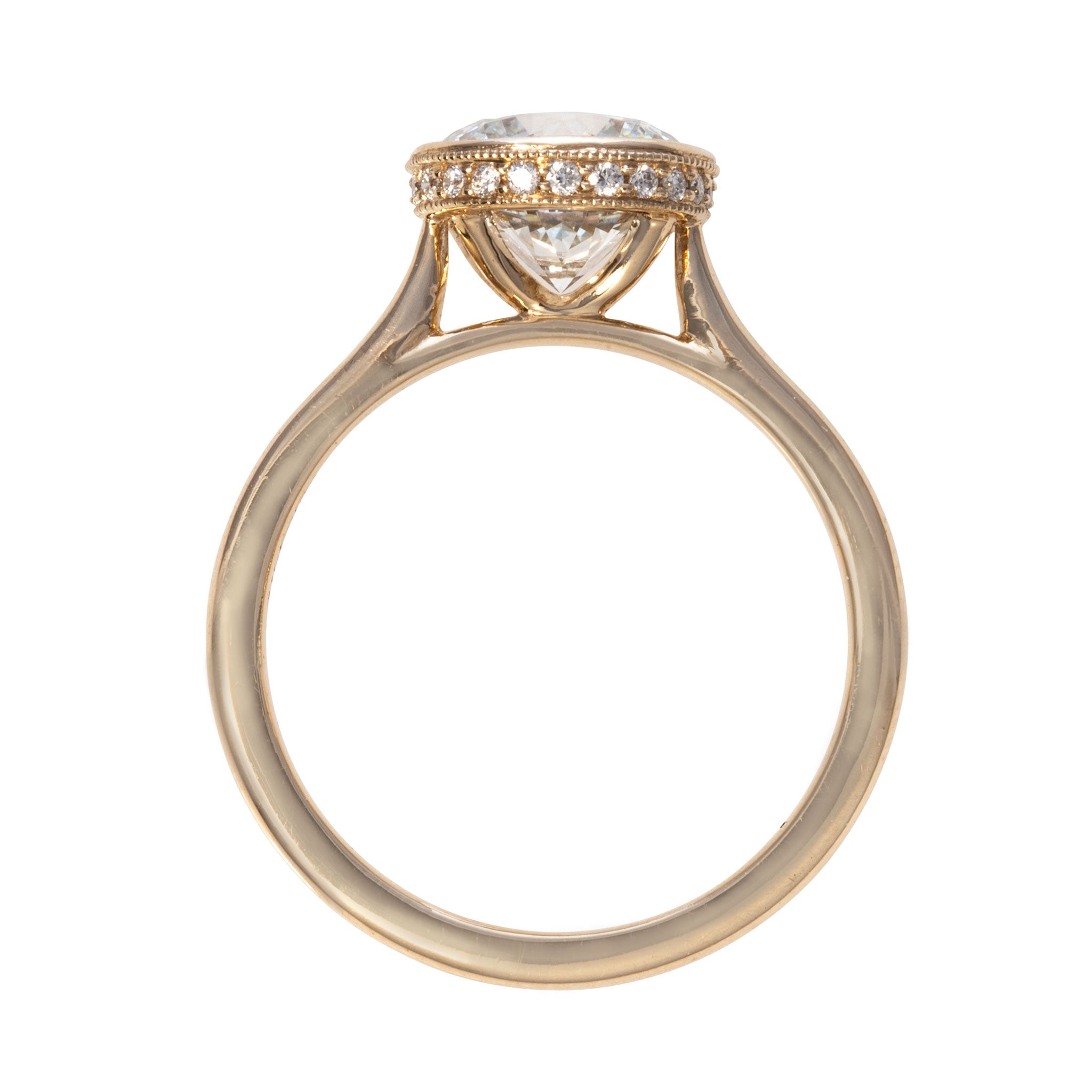 2ct Round Brilliant Diamond Bezel Set 14K Gold Engagement Ring for Women - Perfect Wedding Proposal, Anniversary Gift & Bridal Jewelry