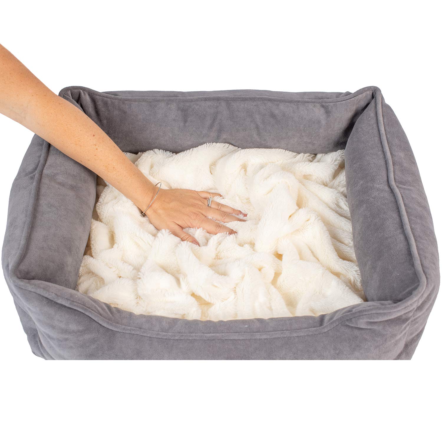 PetFusion Calming Cuddler Dog Bed & Cat Bed - Orthopedic Memory Foam Anti-Anxiety Pet Bed for Small Dogs & Cats | CertiPUR-US Certified | Promotes Burrowing & Kneading | 1 Year Warranty | Perfect for Anxiety Relief, Crate Training & Cozy Napping Spots