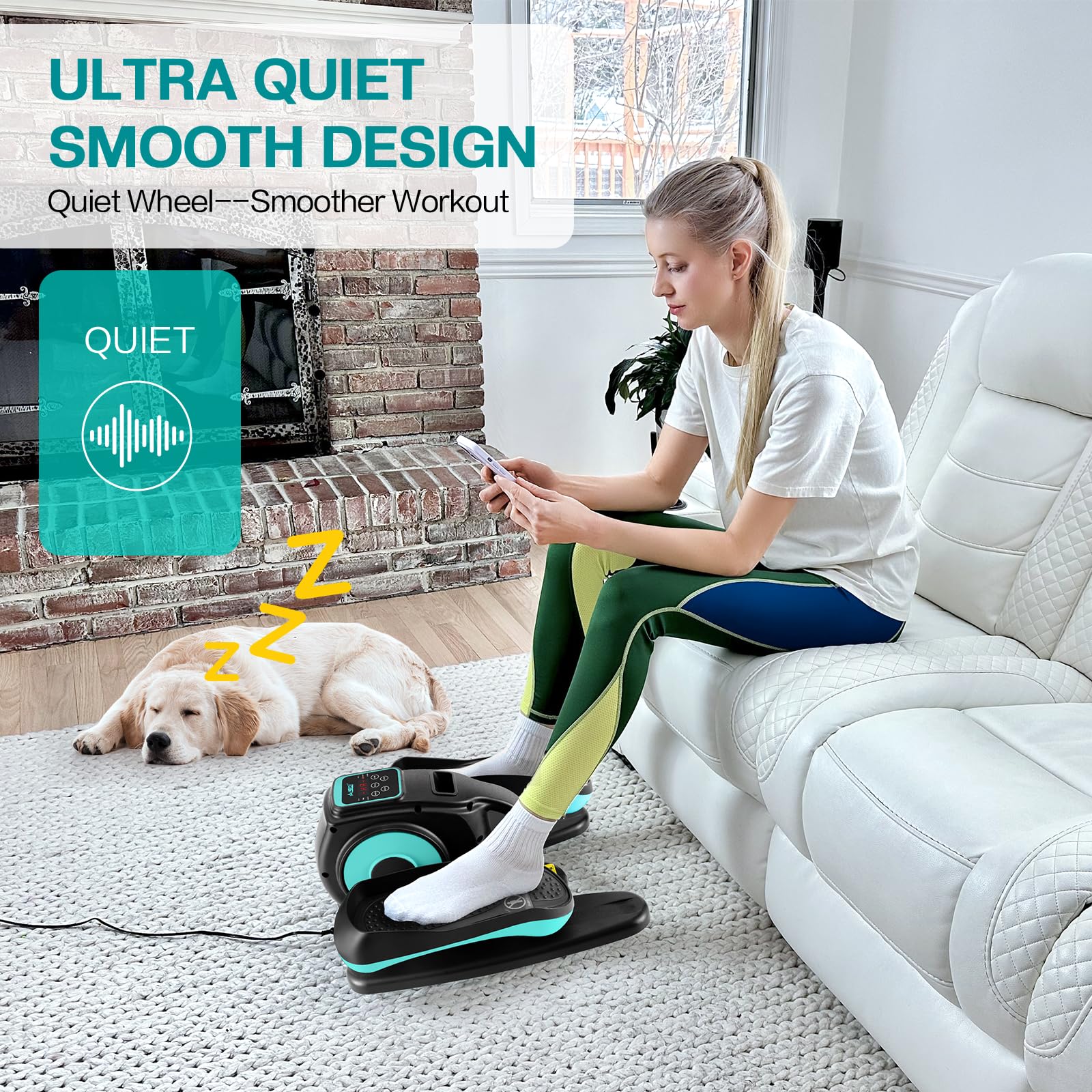 Under Desk Elliptical Machine - Adjustable Speed Mini Elliptical Trainer with Remote Control | Quiet Portable Leg Exerciser for Seniors & Adults | Perfect for Home Office, Workout While Sitting