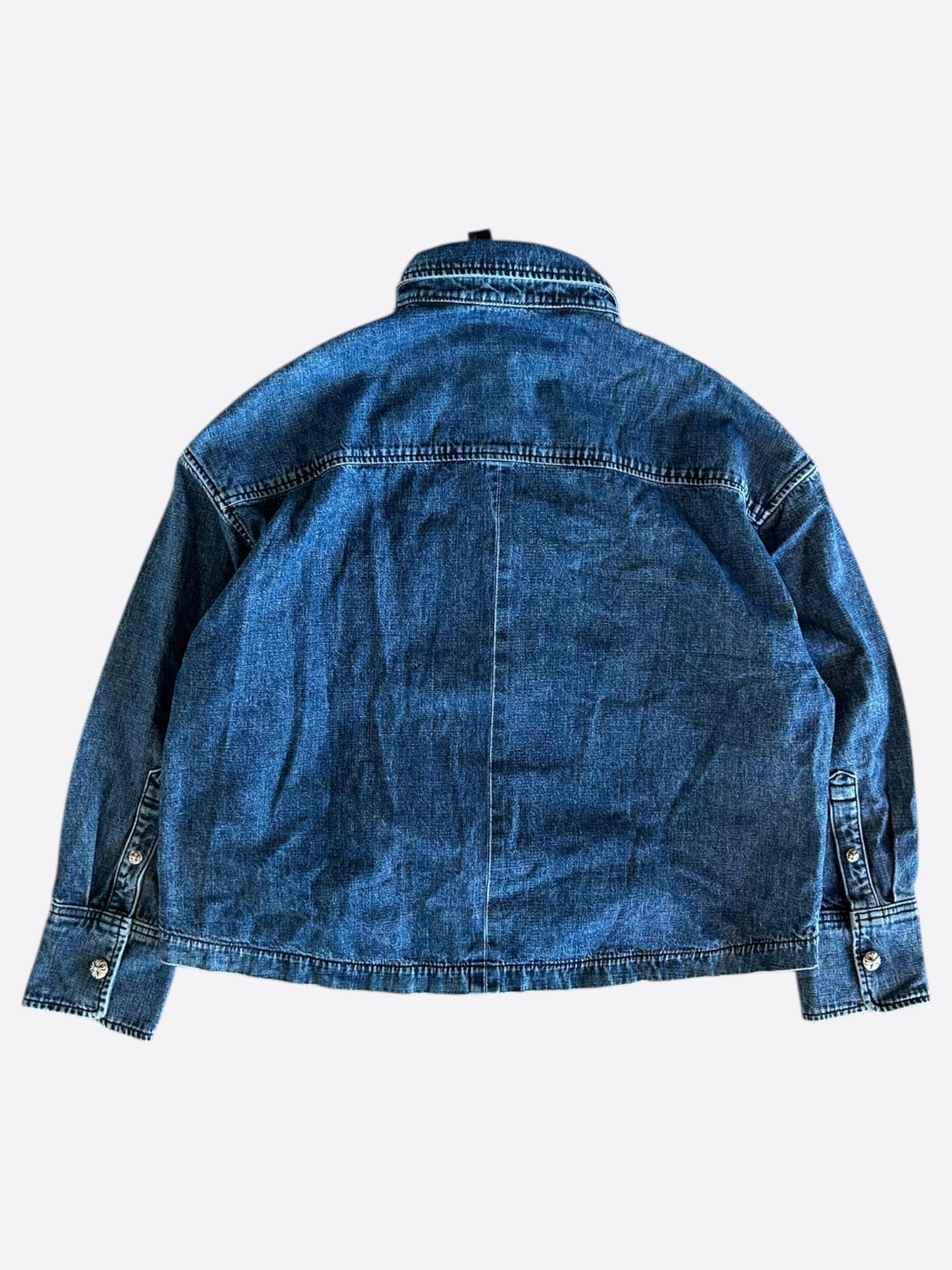 Chrome Hearts Blue Denim Button Up Shirt for Women | Stylish Casual & Party Wear | Perfect for Date Nights & Weekend Outings