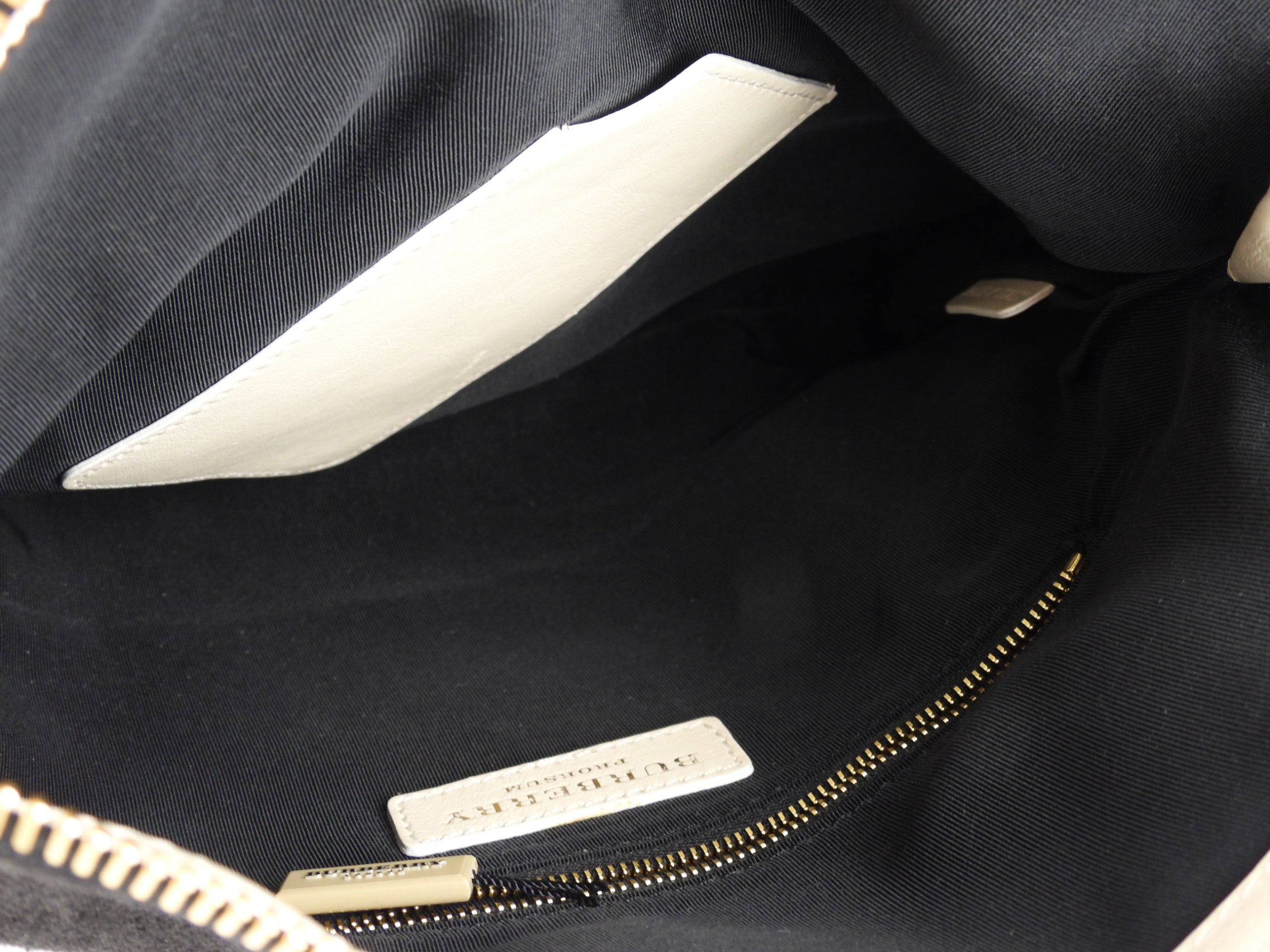Burberry Prorsum Black & White Striped Coated Canvas Zip Pouch with Adjustable Strap - Luxury Crossbody Bag for Women, Perfect for Travel & Everyday Essentials