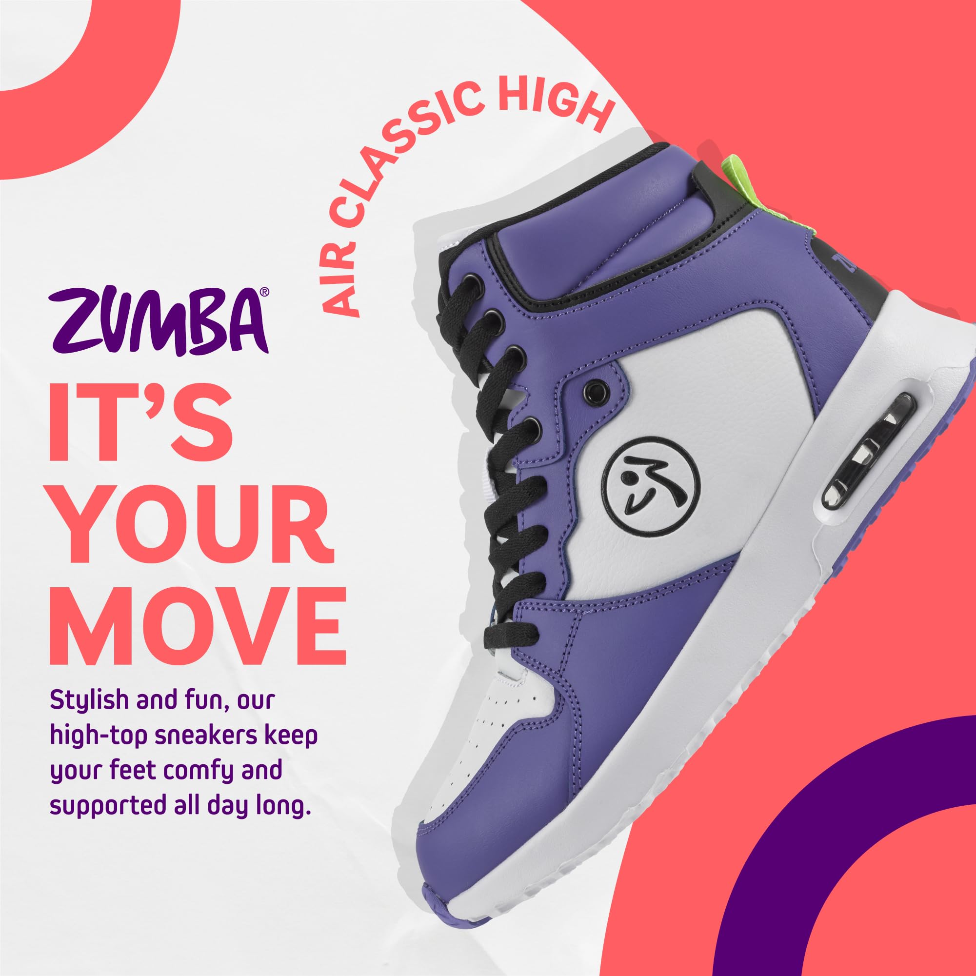 Best ZUMBA High-Top Sneakers for Women - Classic Air Dance Shoes | Comfortable & Stylish for Zumba, Jazz, Hip-Hop & Fitness Classes