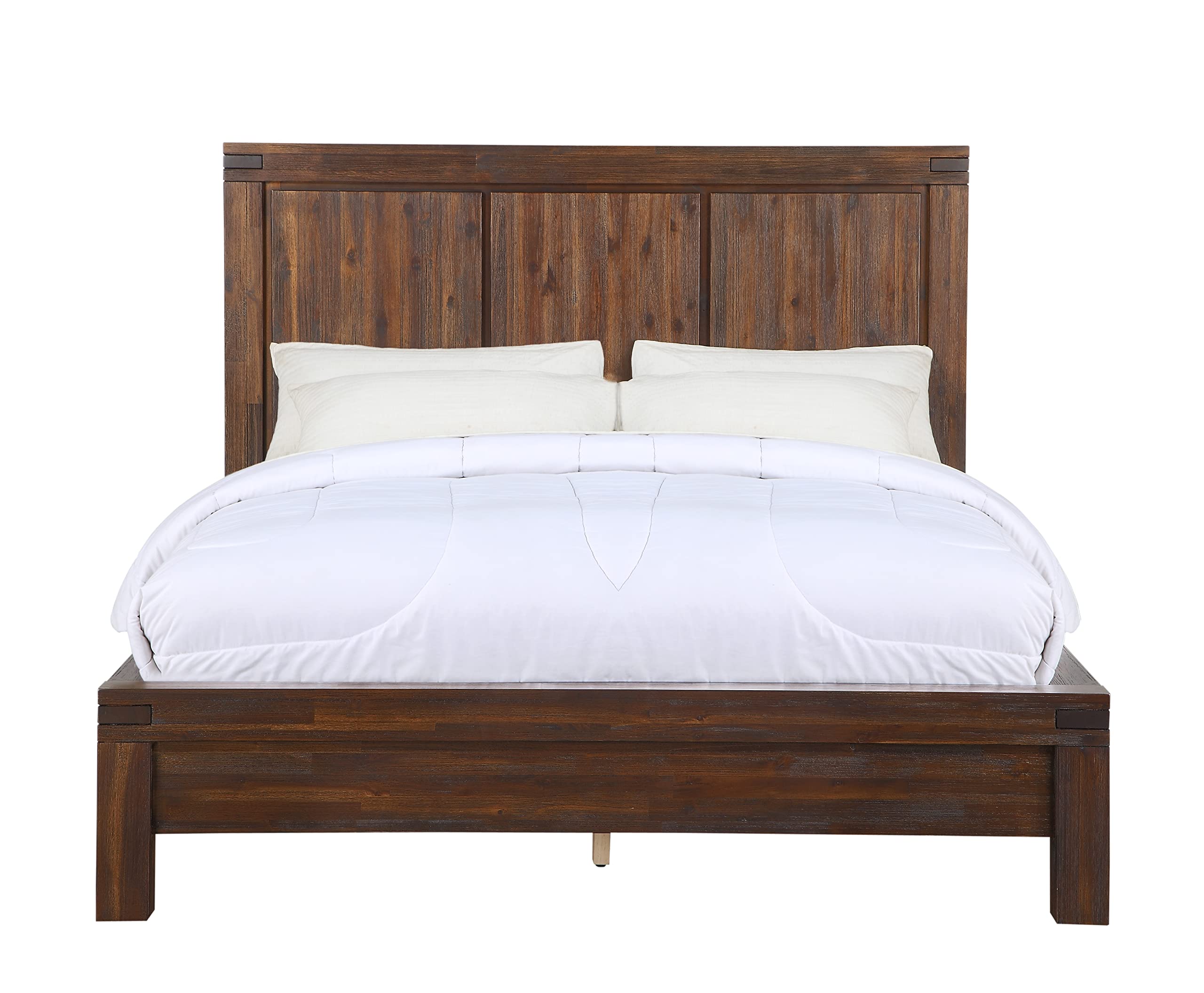 Modus Solid Wood Platform Bed Frame, Full Size, Meadow Brick Brown - Sturdy Wooden Bed with Slat Support for Bedrooms, Guest Rooms & Dormitories