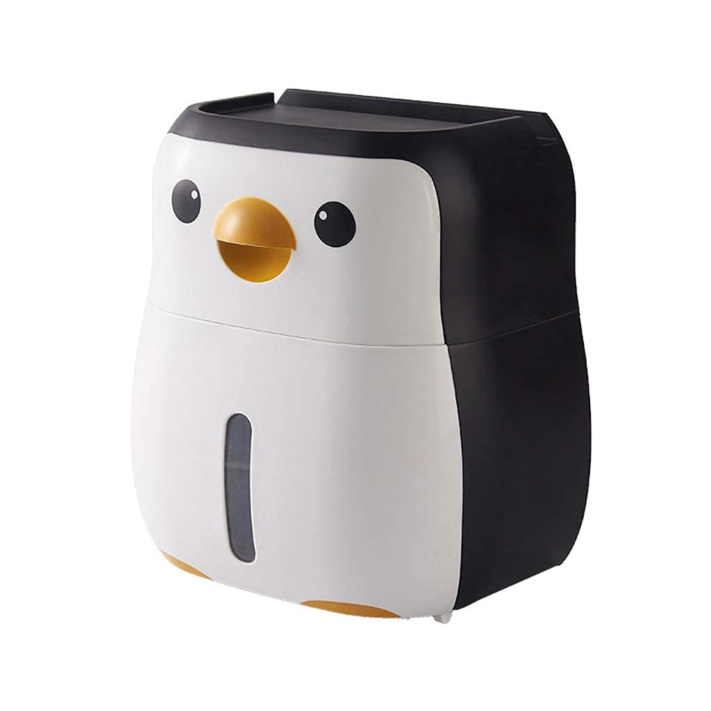 Waterproof Wall Mounted Tissue Box Holder - Cute Penguin Design Bathroom Organizer for Toilet Paper & Tissues | Perfect for Bathroom, Kitchen, and Office Organization