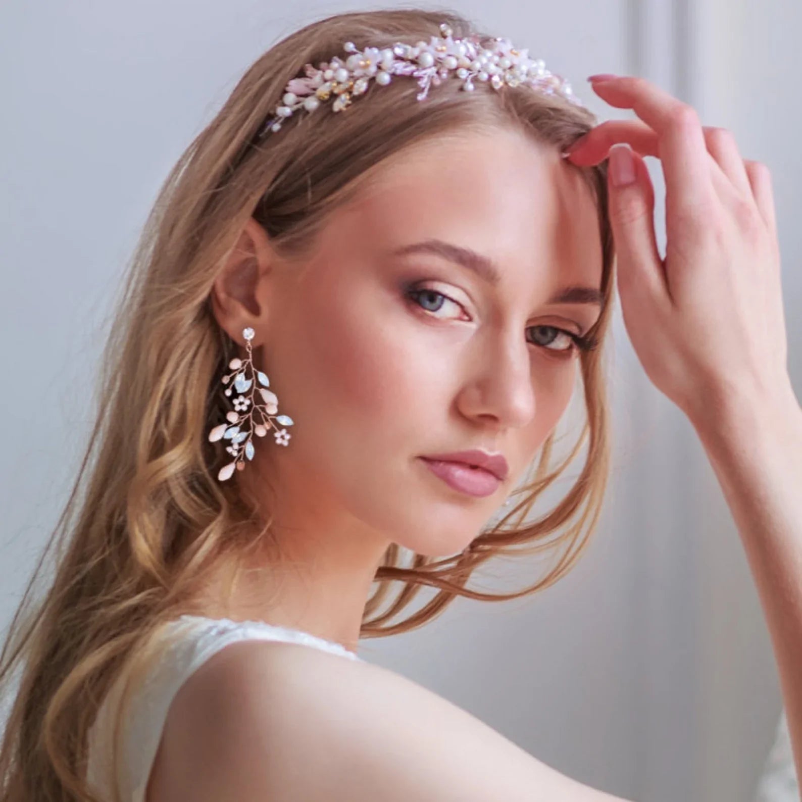 Elegant Blush Pink Pearl Wedding Earrings for Bride - A9036 | Perfect for Bridal, Prom, and Formal Events