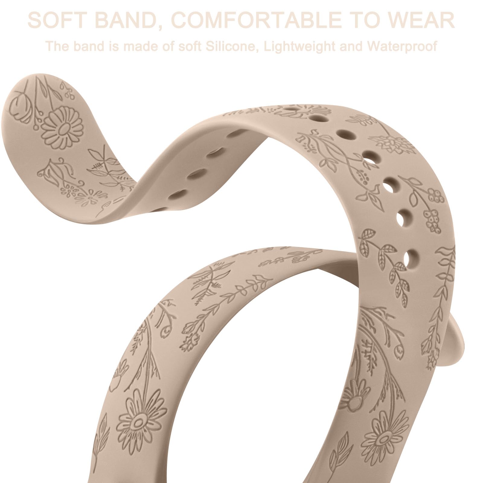 Premium Floral Engraved Silicone Watch Band for Garmin Vivoactive 5/Vivoactive 3 - Soft Replacement Strap Compatible with Vivoactive 3 Music Smartwatch - Perfect for Workouts, Running & Everyday Wear
