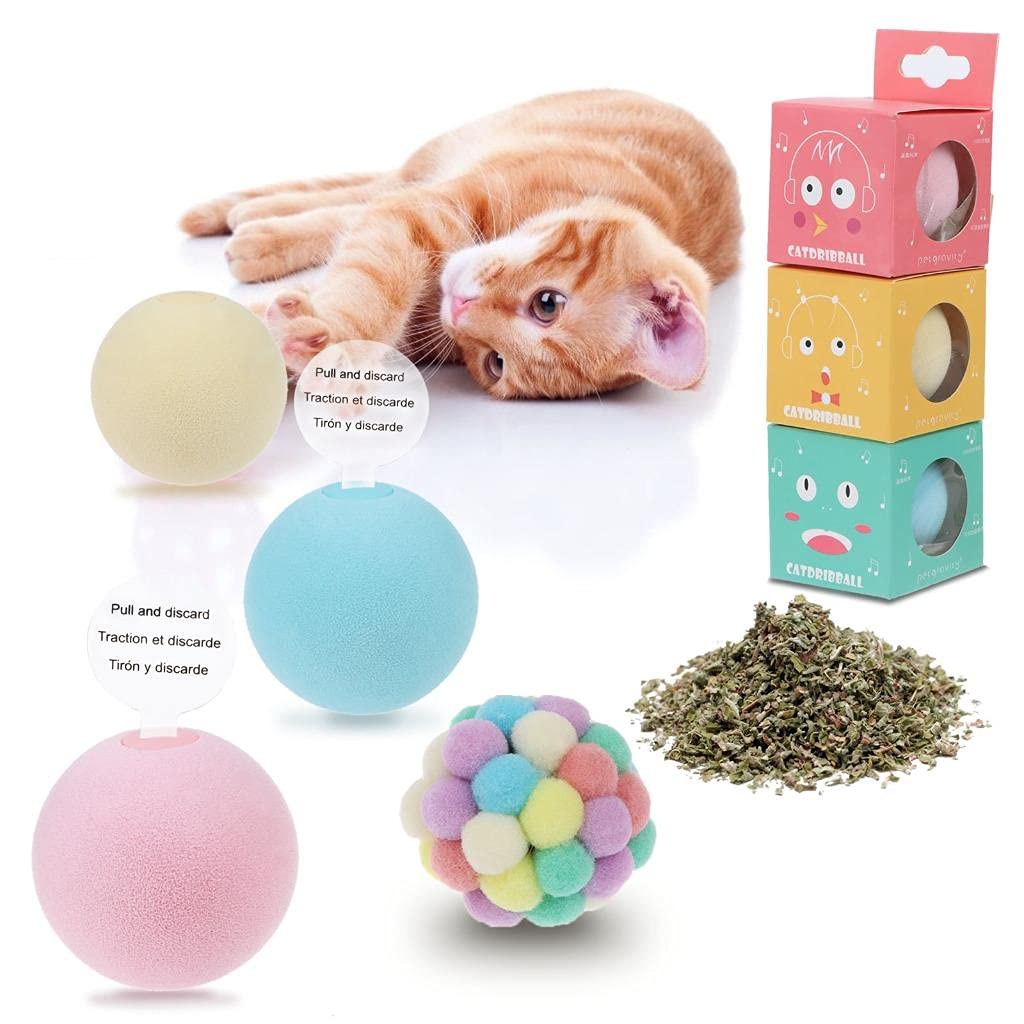 4 Pack Cat Chirping Balls with Realistic Animal Sounds - 3 x 1.97