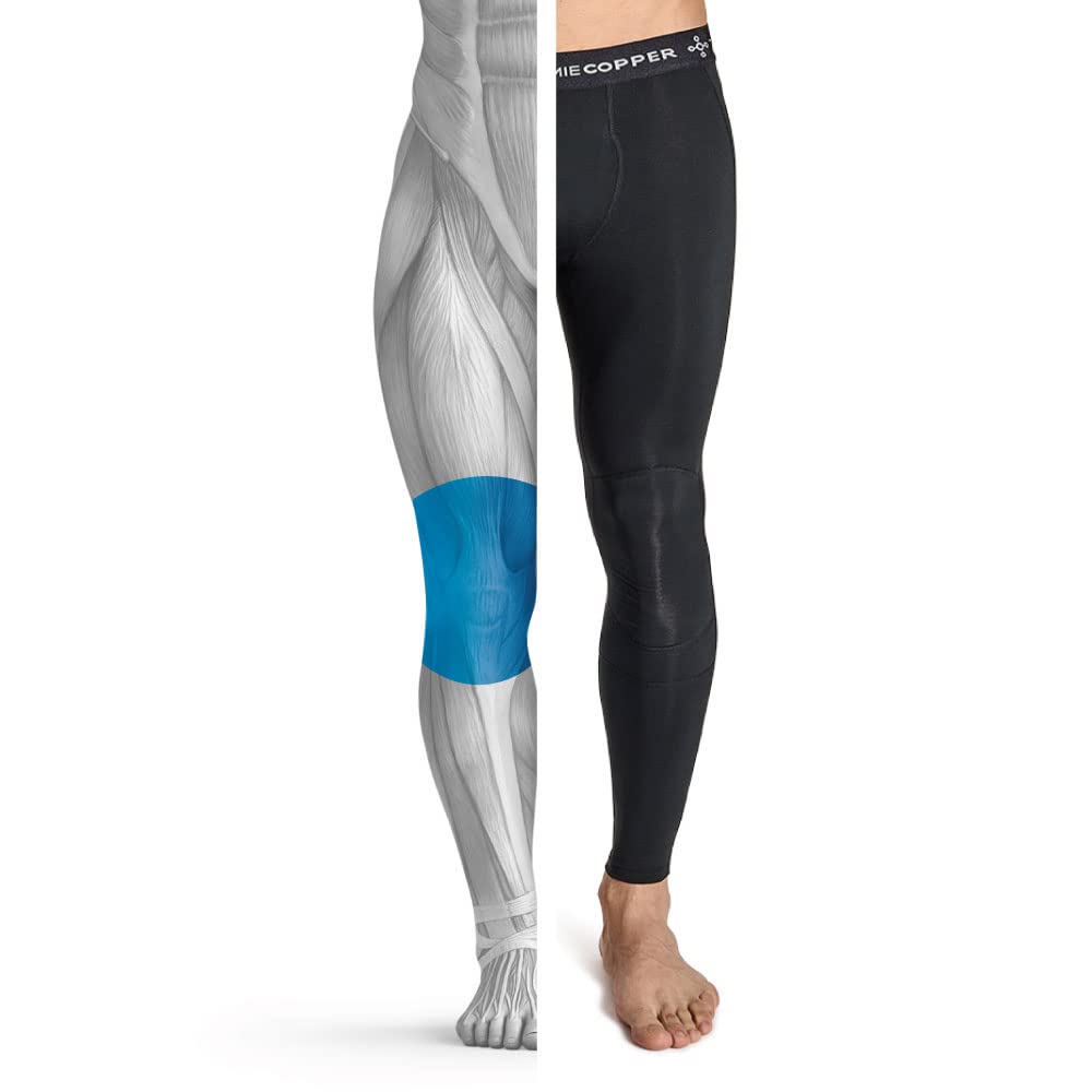 Tommie Copper Men's Compression Tights with Knee Support | UPF 50 Sun Protection, Moisture-Wicking & Breathable for Running, Gym Workouts & Knee Pain Relief | Ideal for Sports, Recovery & Active Lifestyle