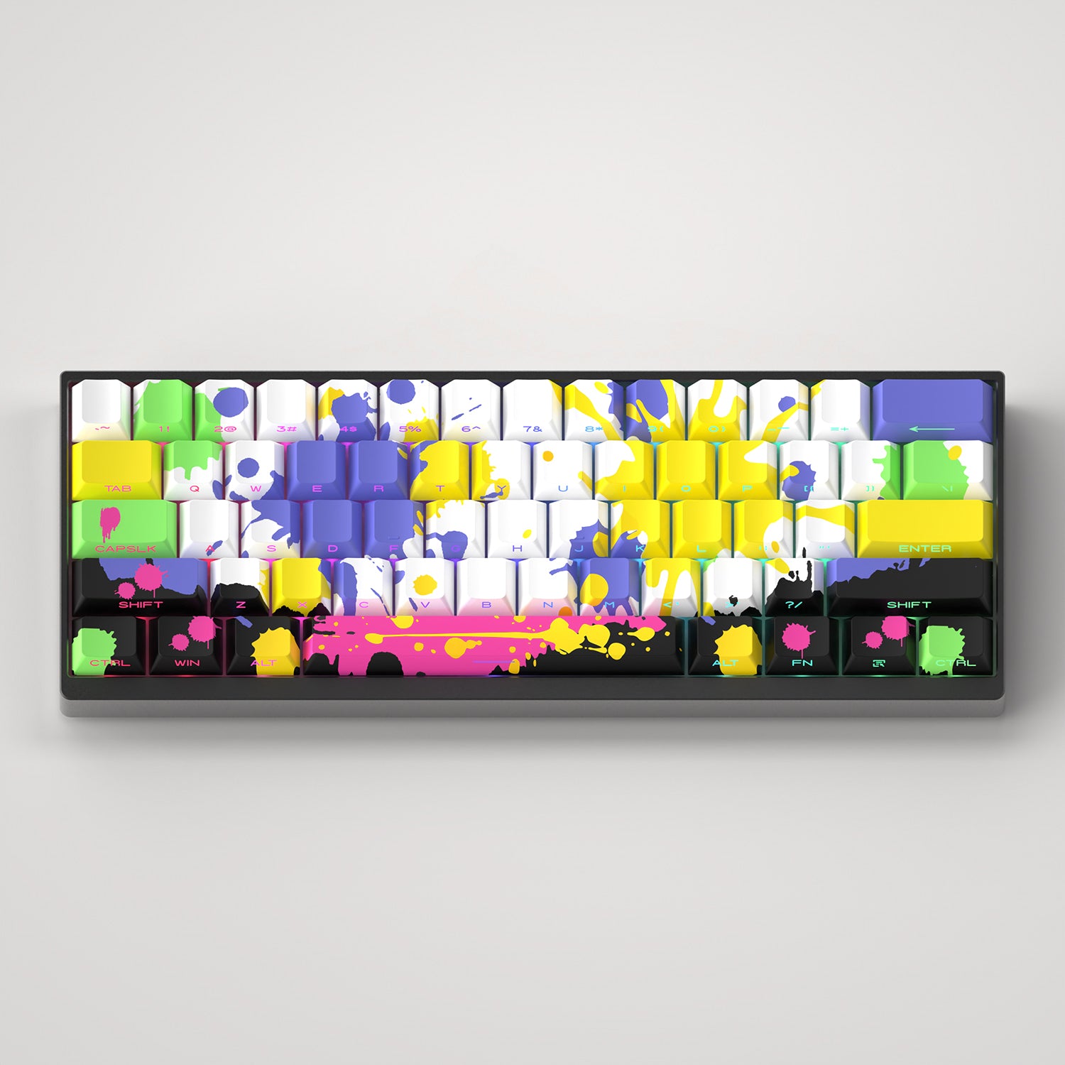Custom Graffiti Ink Splash Art PBT Keycap Set - Dye-Sublimation Printed Mechanical Keyboard Keycaps for Gaming & Typing (87/104/108 Keys) - Perfect for Gamers, Programmers & Office Work