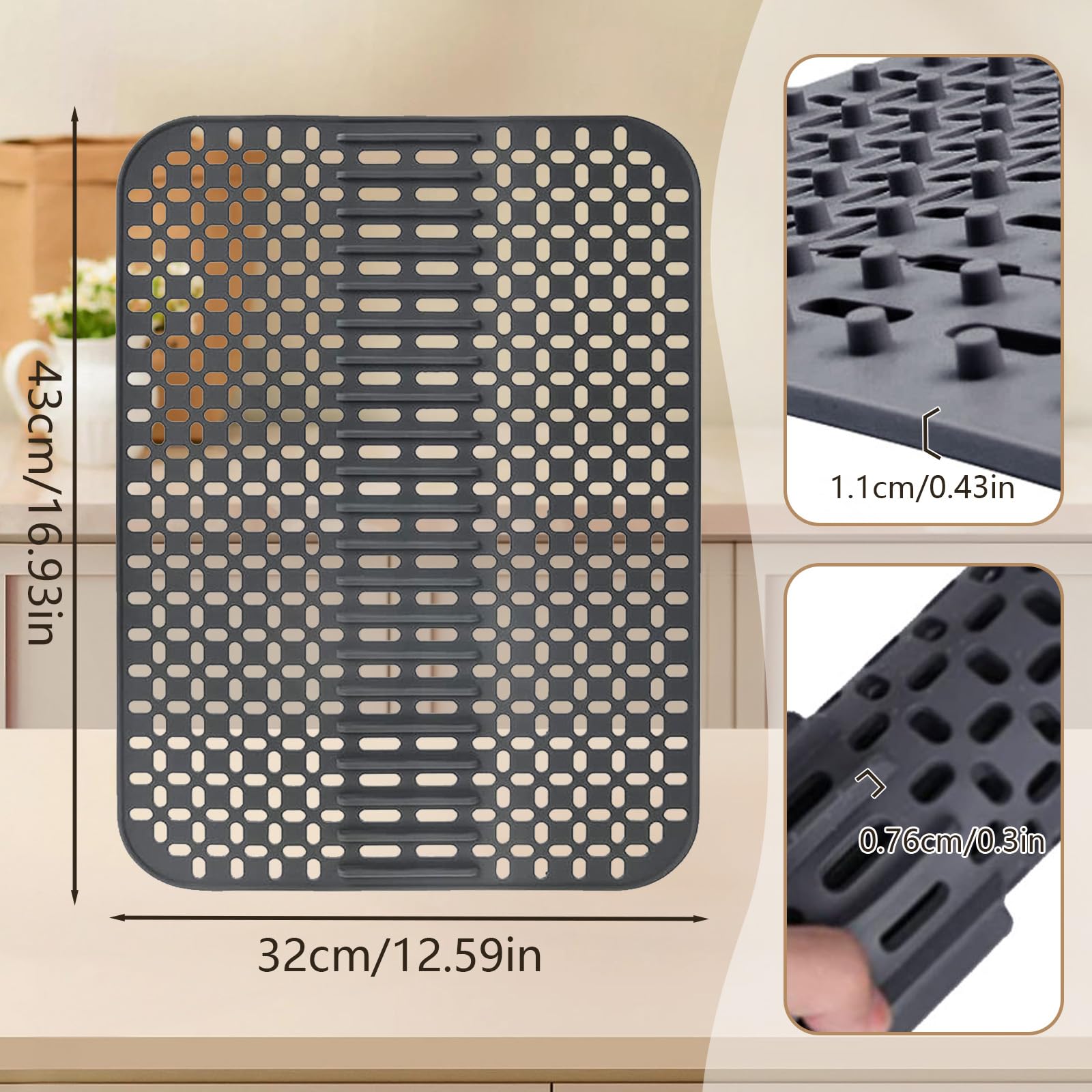 Non-Slip Silicone Sink Protector Mat 16.93