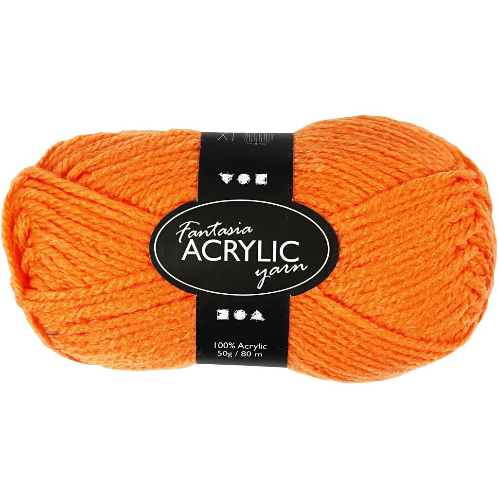 Fantasia Acrylic Yarn - 80 Meters (87 Yards) Neon Orange Knitting Yarn, 50g Skein - Perfect for Crochet, Amigurumi, and DIY Craft Projects