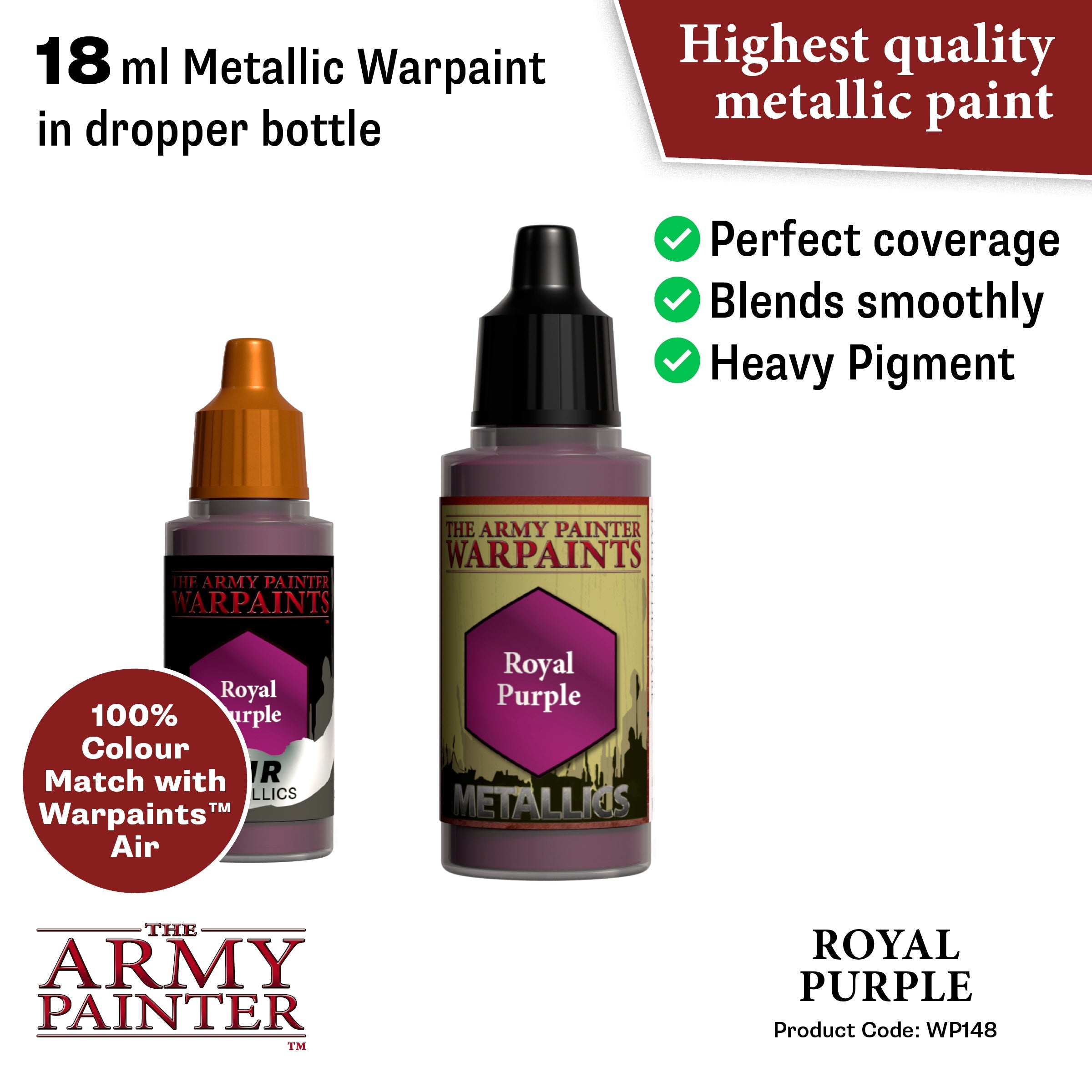 Warpaints Metallics Royal Purple Metallic Paint - Premium Quality for Cosplay, Face Painting & Body Art - Perfect for Halloween, Costume Parties & Creative Makeup Looks