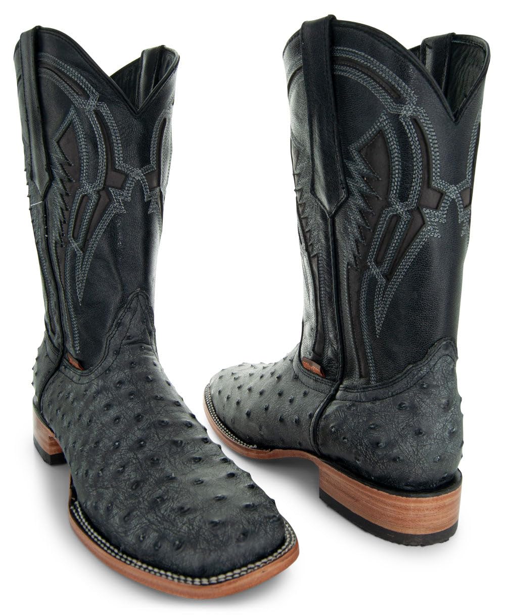 Soto Boots Men's H50031 Exotic Ostrich Print Cowboy Boots - Western Style Leather Boots for Men | Perfect for Rodeo, Country Dancing & Outdoor Adventures