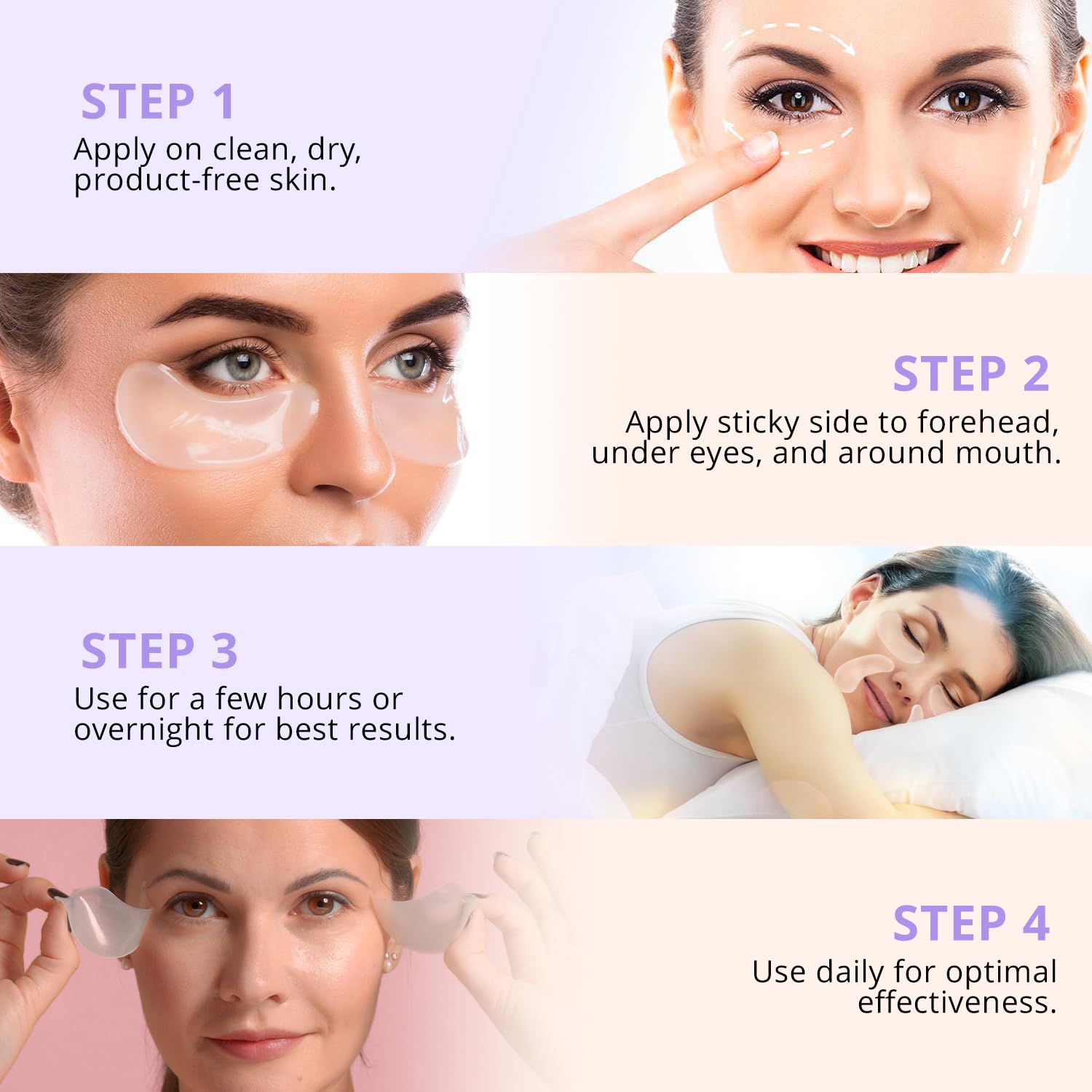 AngelicMisto Reusable Silicone Patches for Under Eye, Face & Forehead Wrinkles - Anti-Aging Skincare Treatment for Dark Circles & Fine Lines | Perfect for Nighttime Routine & Travel