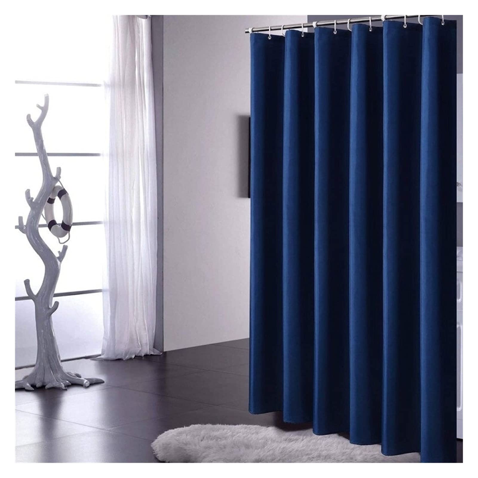 Waterproof Polyester Shower Curtain with 12 Hook Rings - Thick & Durable 180x180cm Bathroom Shower Liner (Color: 06) for Home, Hotel & Spa Use