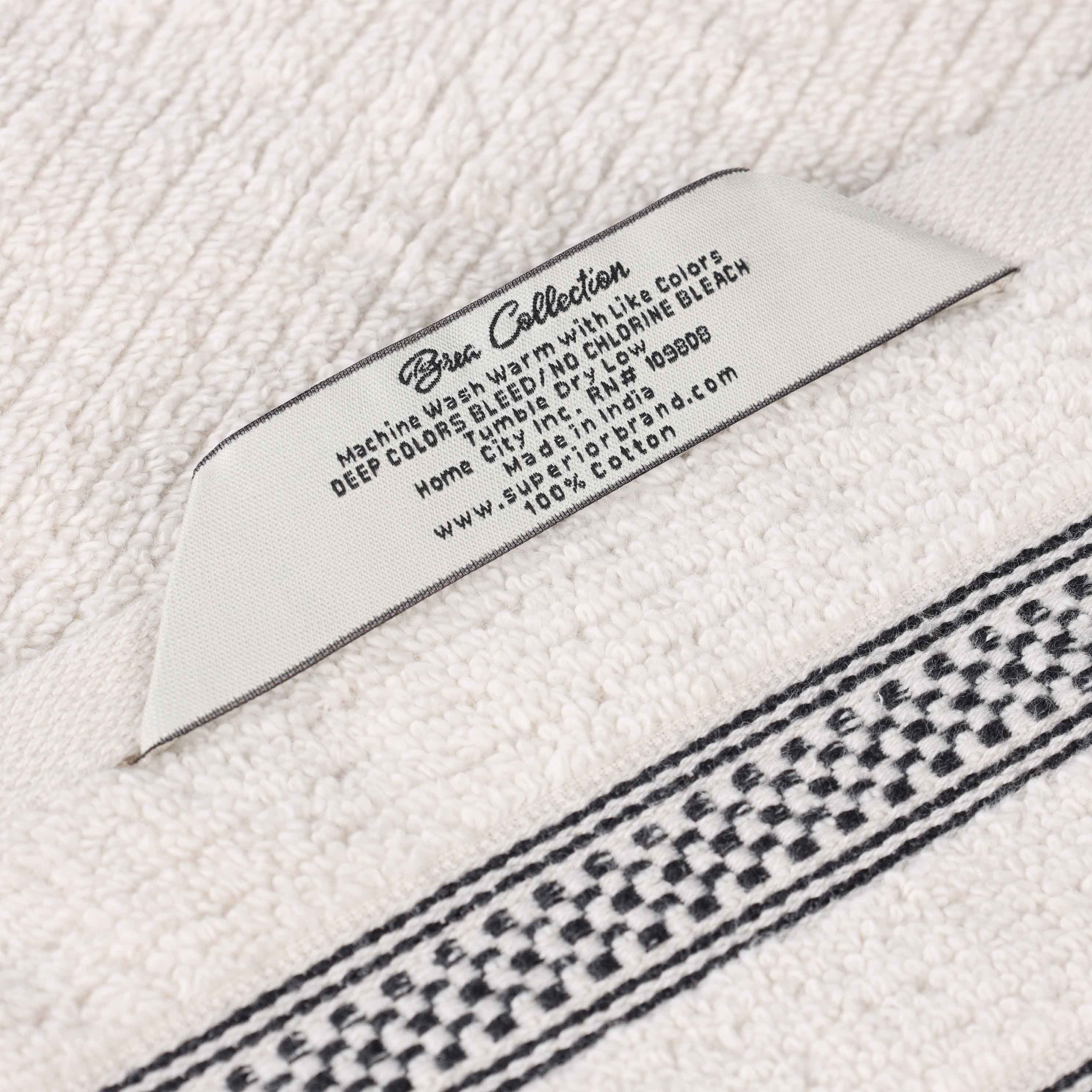 12-Pack Zero Twist Cotton Ribbed Geometric Border Plush Face Towels | Ultra Soft Bath & Hand Towels for Spa, Gym, Travel & Home Use