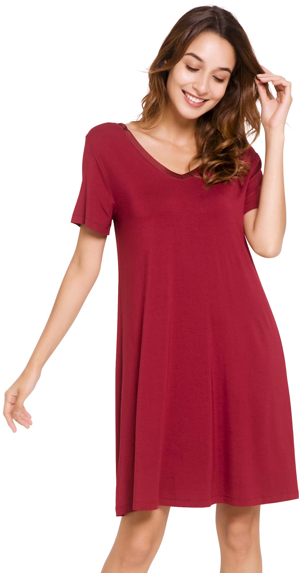 WiWi Soft Women's Nightgowns - Bamboo Viscose Sleep Shirts & Plus Size Pajamas (S-4X) | Breathable Short Sleeve Sleepwear for Summer Nights & Lounge Wear