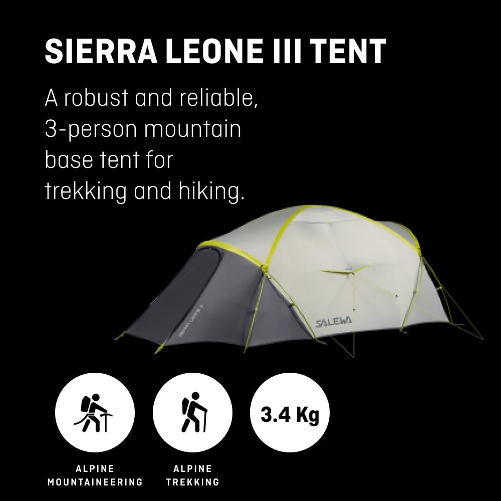 Salewa Sierra Leone III Tent - 3-Person Lightweight Backpacking Tent for Camping & Hiking | Waterproof & Windproof Outdoor Shelter for Mountain Adventures