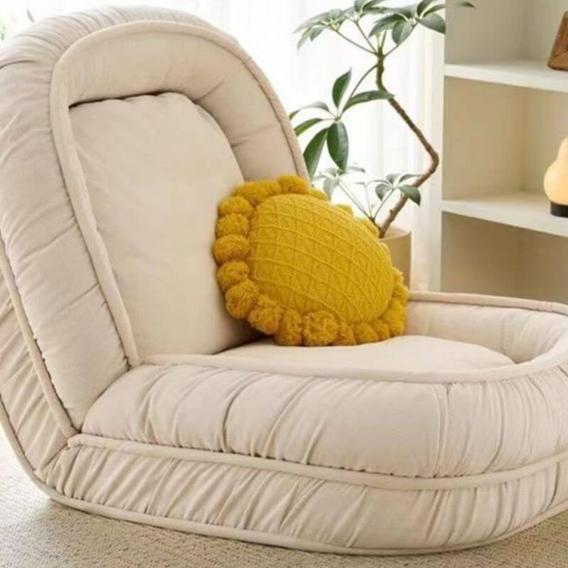 Stylish White/Rose Reclining Lounge Chair with Cushioned Back & Removable Slipcover - Perfect for Living Room, Bedroom or Patio Relaxation