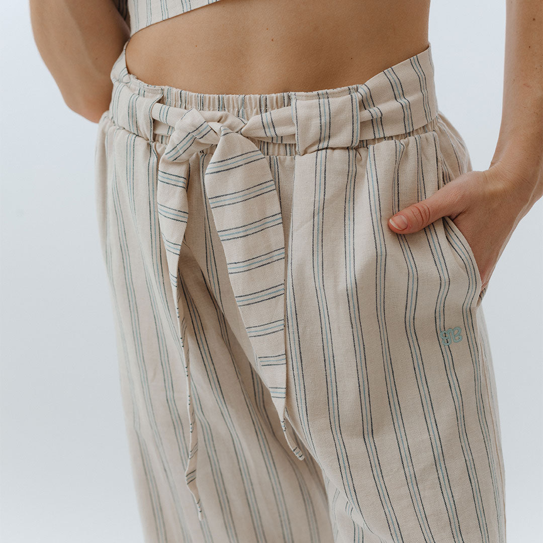 Belted Cabana Pants for Women - Lightweight Linen Beach Pants with Adjustable Waist | Perfect for Vacation, Cruise, and Summer Outfits