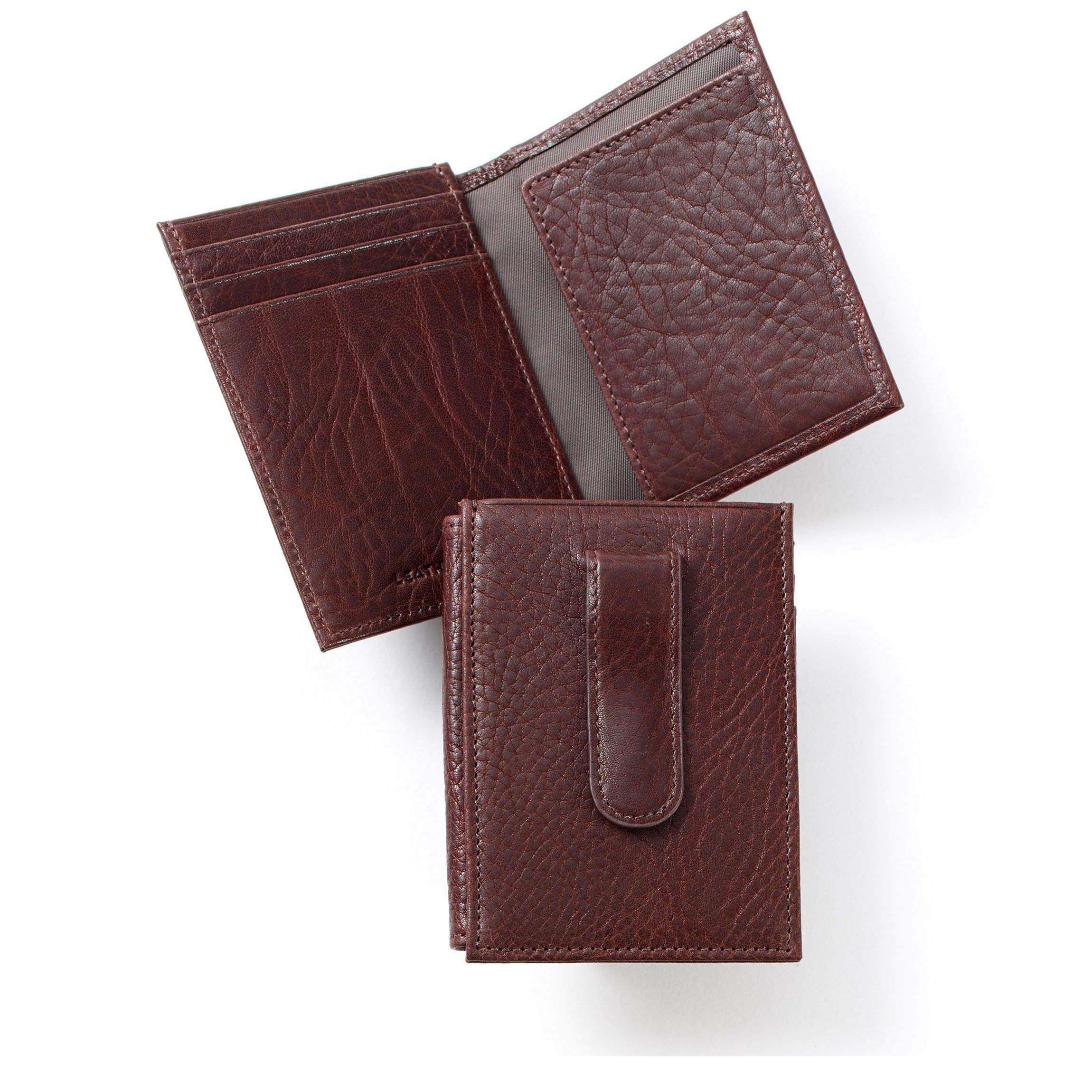 Premium Leather Men's Money Clip Wallet with ID Window - Slim RFID Blocking Card Holder for Cash & Credit Cards | Perfect for Business, Travel & Everyday Use