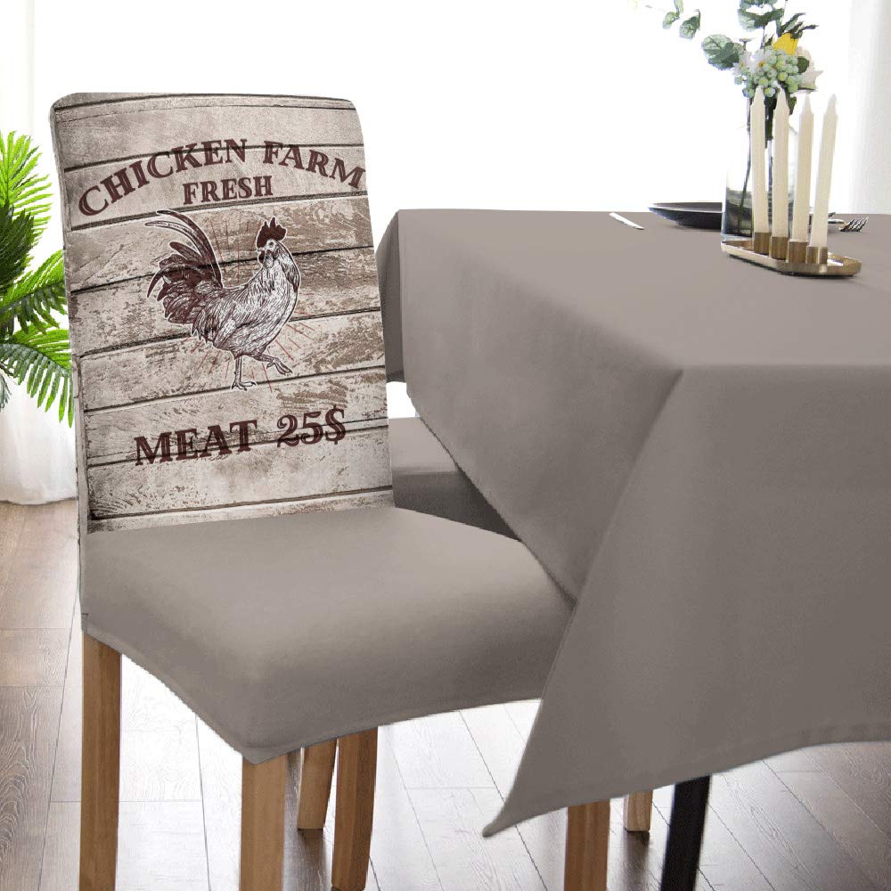 Z and L Home Washable Stretch Slipcovers - 8PC Shabby Chic Farmhouse Dining Chair Covers with Rustic Wooden Seat Protectors | Perfect for Country Weddings, Banquets & Hotel Events