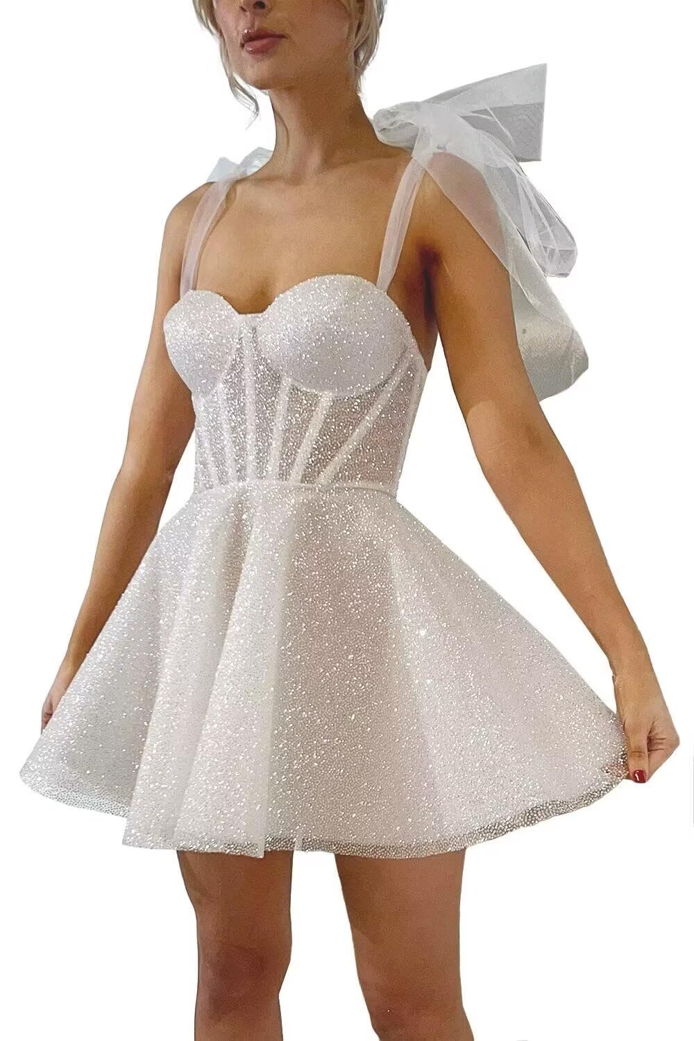 Sparkly Glitter Tulle Homecoming Dress for Teens | Short Fairy Party Dress with Spaghetti Straps | Perfect for Bachelorette Parties, Prom & Special Occasions