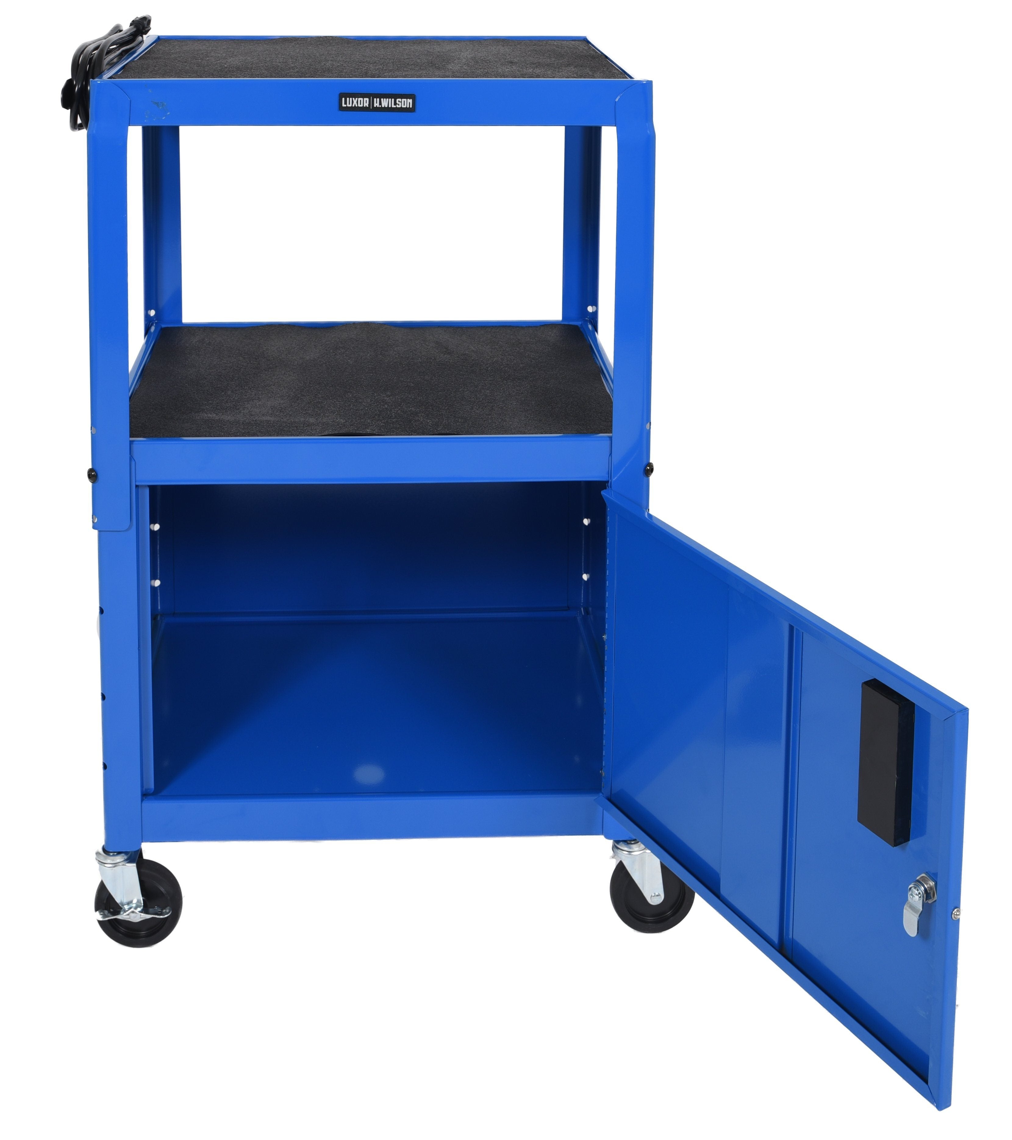 Adjustable Height Rolling Cart with Cabinet - Luxor Blue 42
