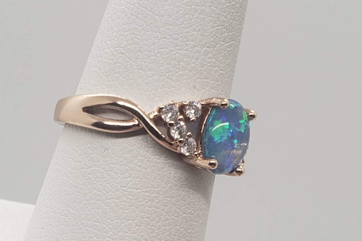 7 Size Blue Fire Opal Topaz Rose Gold Ring for Women - Elegant Jewelry Gift for Anniversary, Birthday & Special Occasions