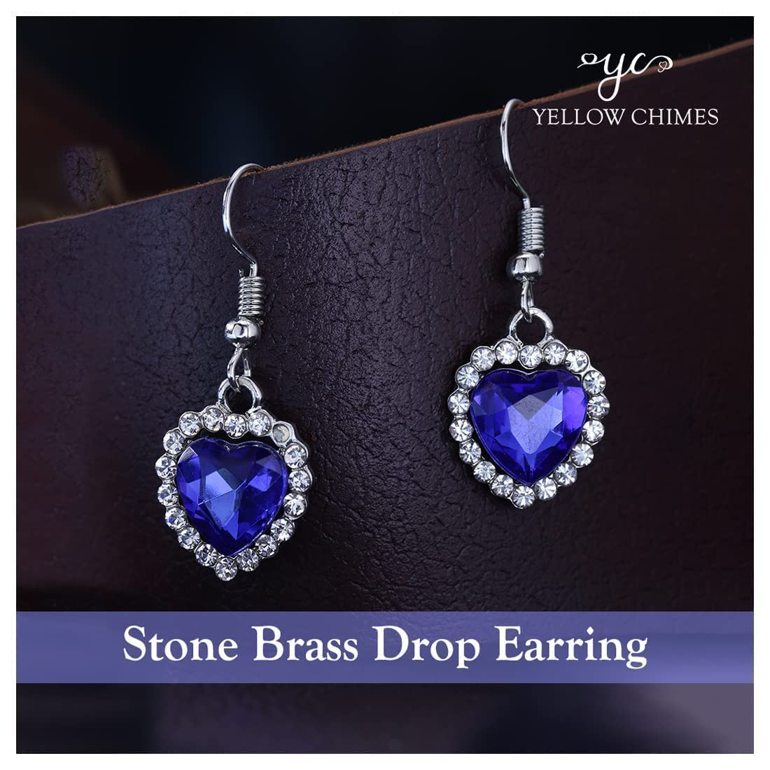 Valentine's Day Heart Shaped Crystal Drop Earrings for Women - Blue & White Sparkling Stone Dangle Earrings in Silver Tone | Romantic Gift for Girlfriend, Wife, Her | Perfect for Anniversary, Birthday, Valentine's Day Gifts | Elegant Jewelry for Date Night, Wedding, Party & Special Occasions