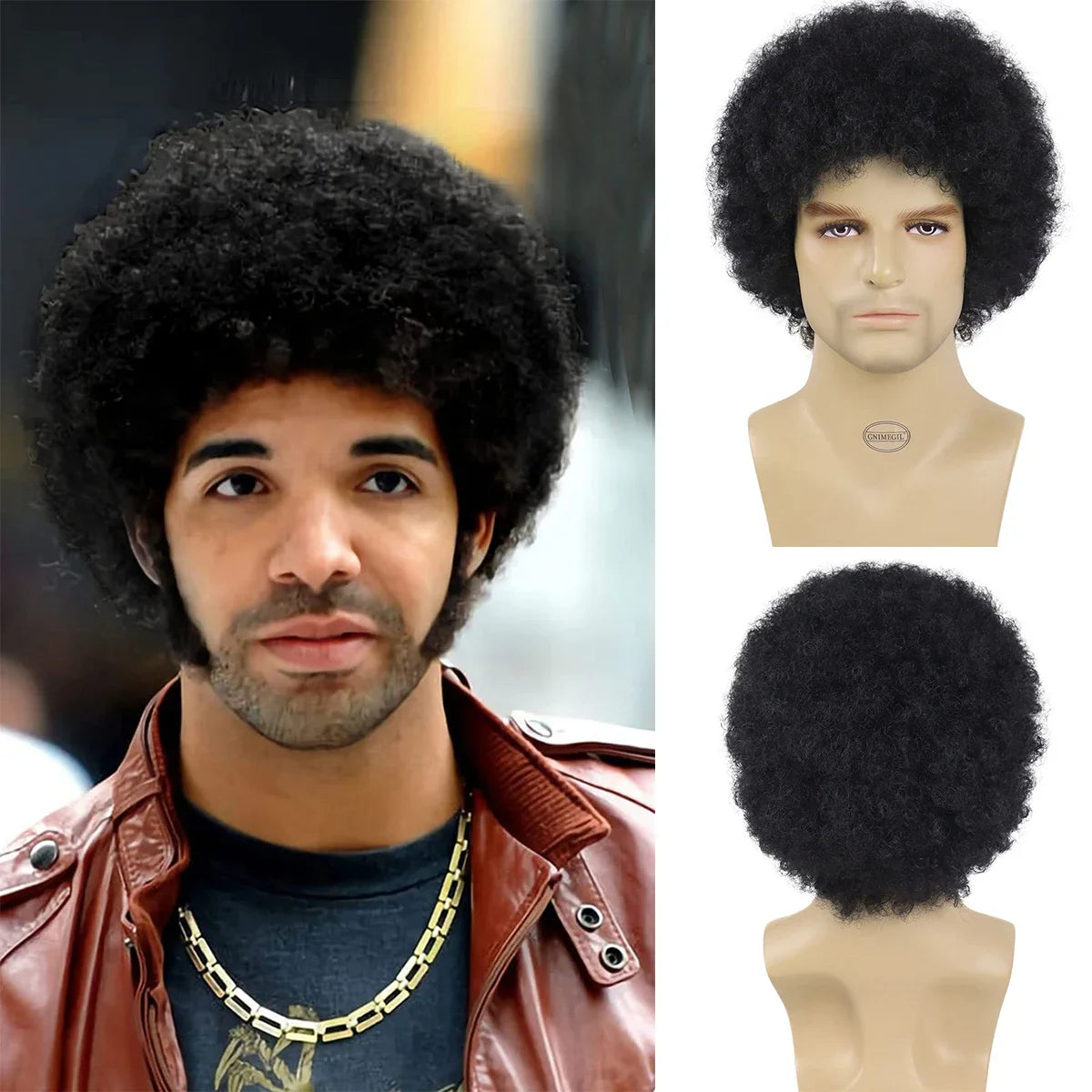 Men's Afro Wigs - Synthetic Curly Hair Wig with Big Volume for Halloween Costume, Cosplay, Bob Bombshell Hairstyle | Perfect for Parties, Themed Events & Costume Performances