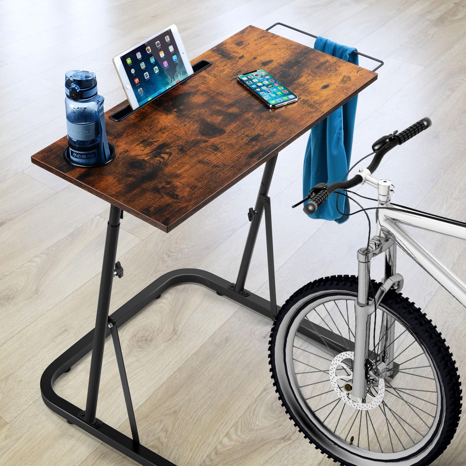 Adjustable Bike Trainer Fitness Desk - Portable Workstation Standing Desk for Indoor Cycling, Exercise & Home Office Use | Perfect for Workouts, Remote Work & Multitasking