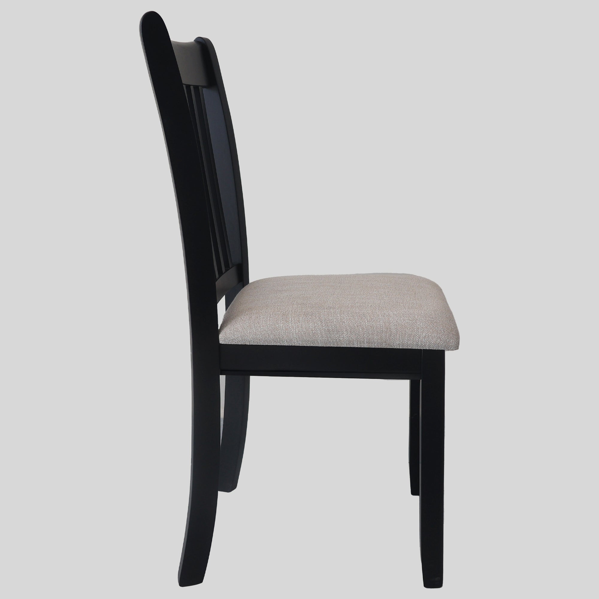 Black Finish Wooden Dining Chairs Set of 2 with Cushioned Seats - Modern Kitchen & Breakfast Room Furniture for Home Decor