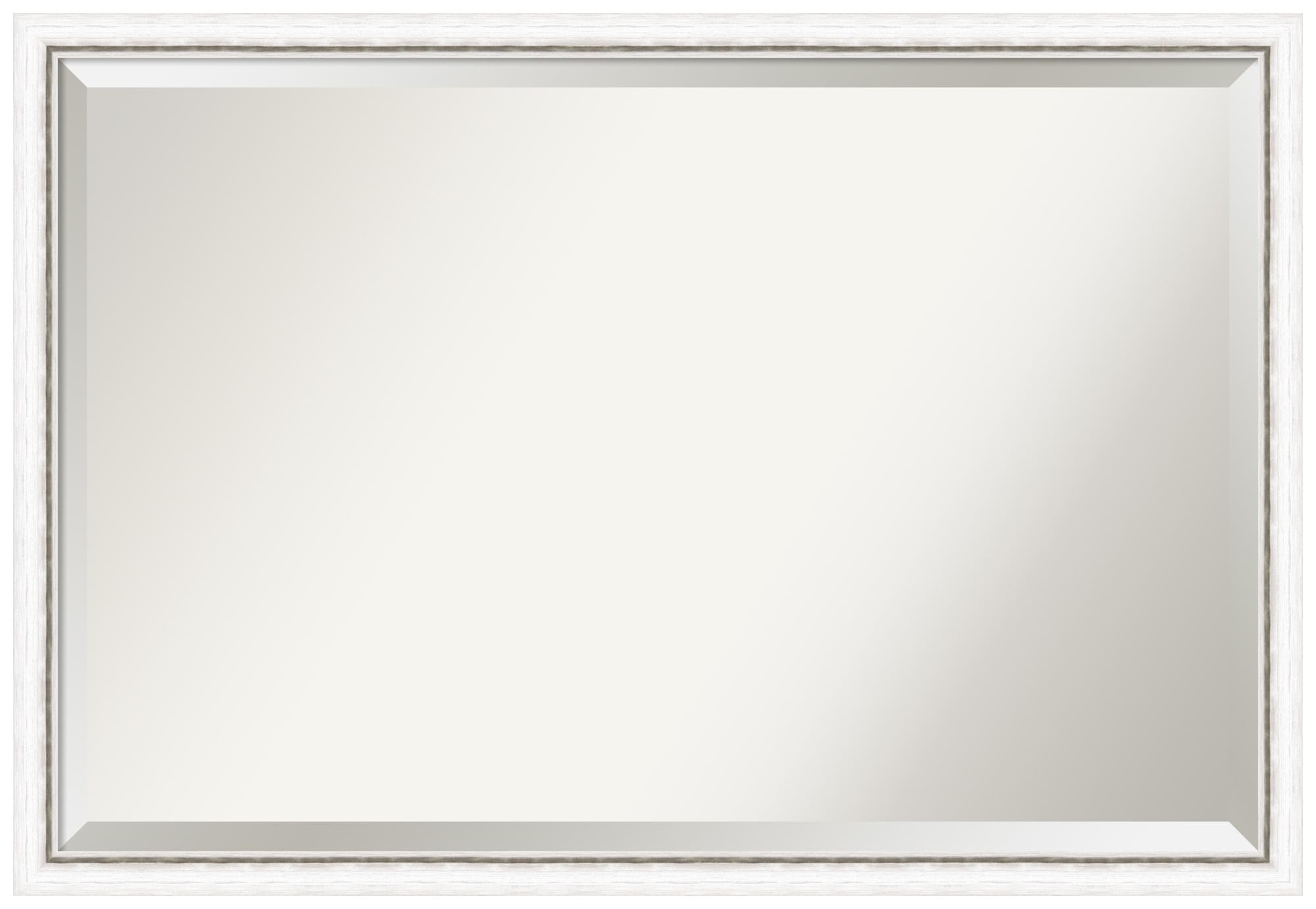 Amanti Art 26x38 Inch White Bathroom Mirror with Wood Frame - Modern Over Sink Vanity Mirror for Horizontal or Vertical Hanging, Beveled Edge, Bathroom Wall Decor - Perfect for Contemporary Bathrooms, Powder Rooms and Makeup Areas
